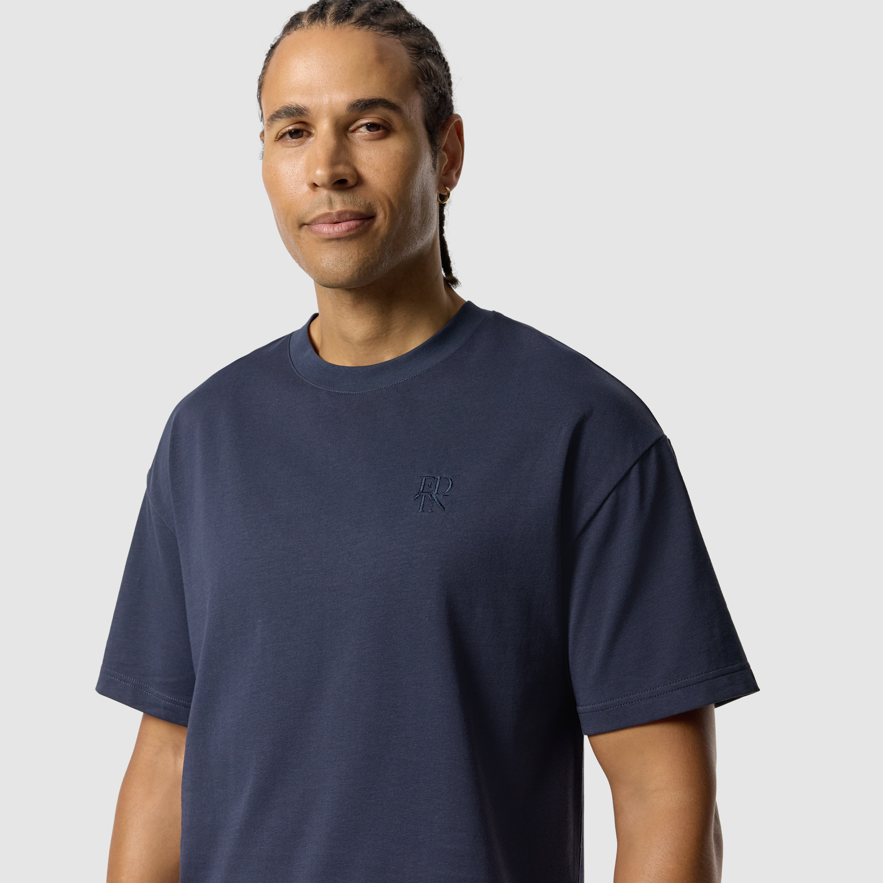 Steel Blue Cole Boxy Crew Neck Tee