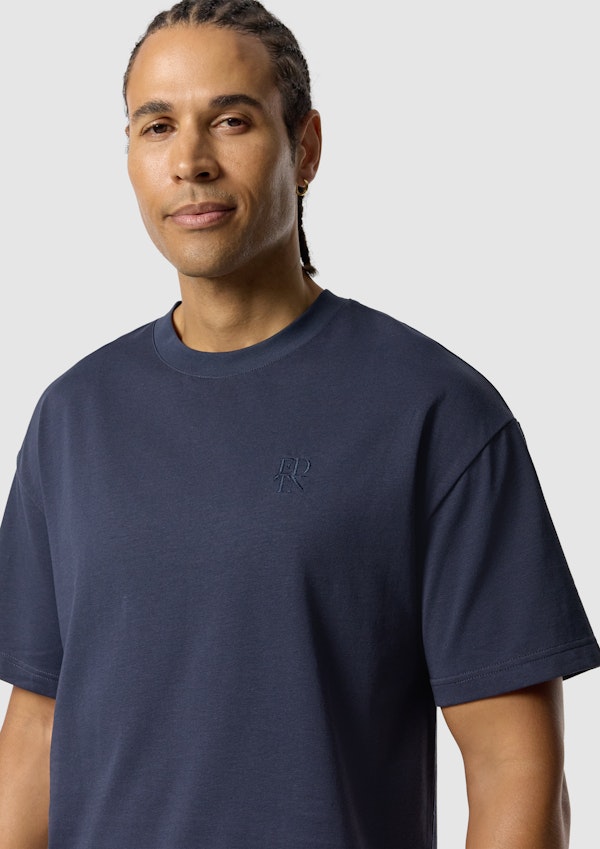 Steel Blue Cole Boxy Crew Neck Tee