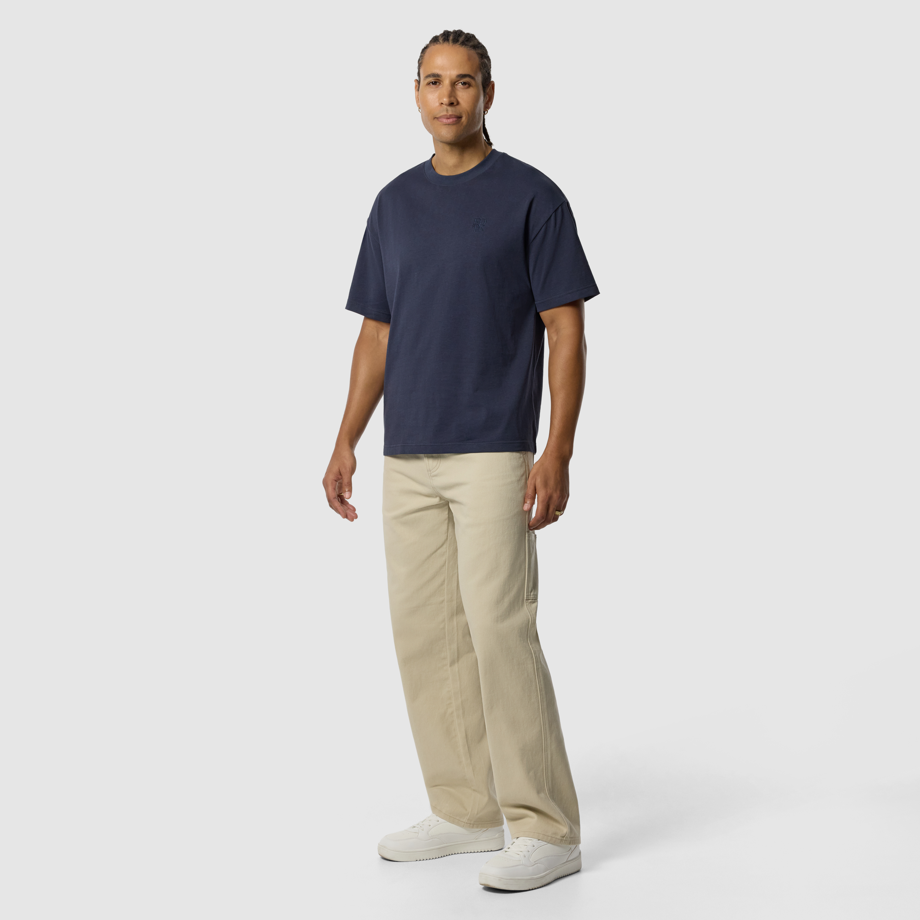 Steel Blue Cole Boxy Crew Neck Tee