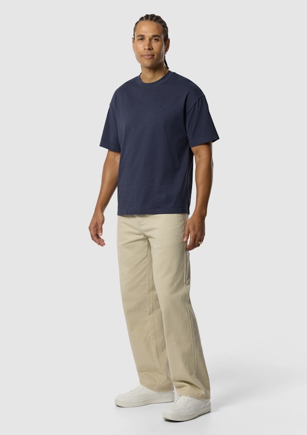 Steel Blue Cole Boxy Crew Neck Tee