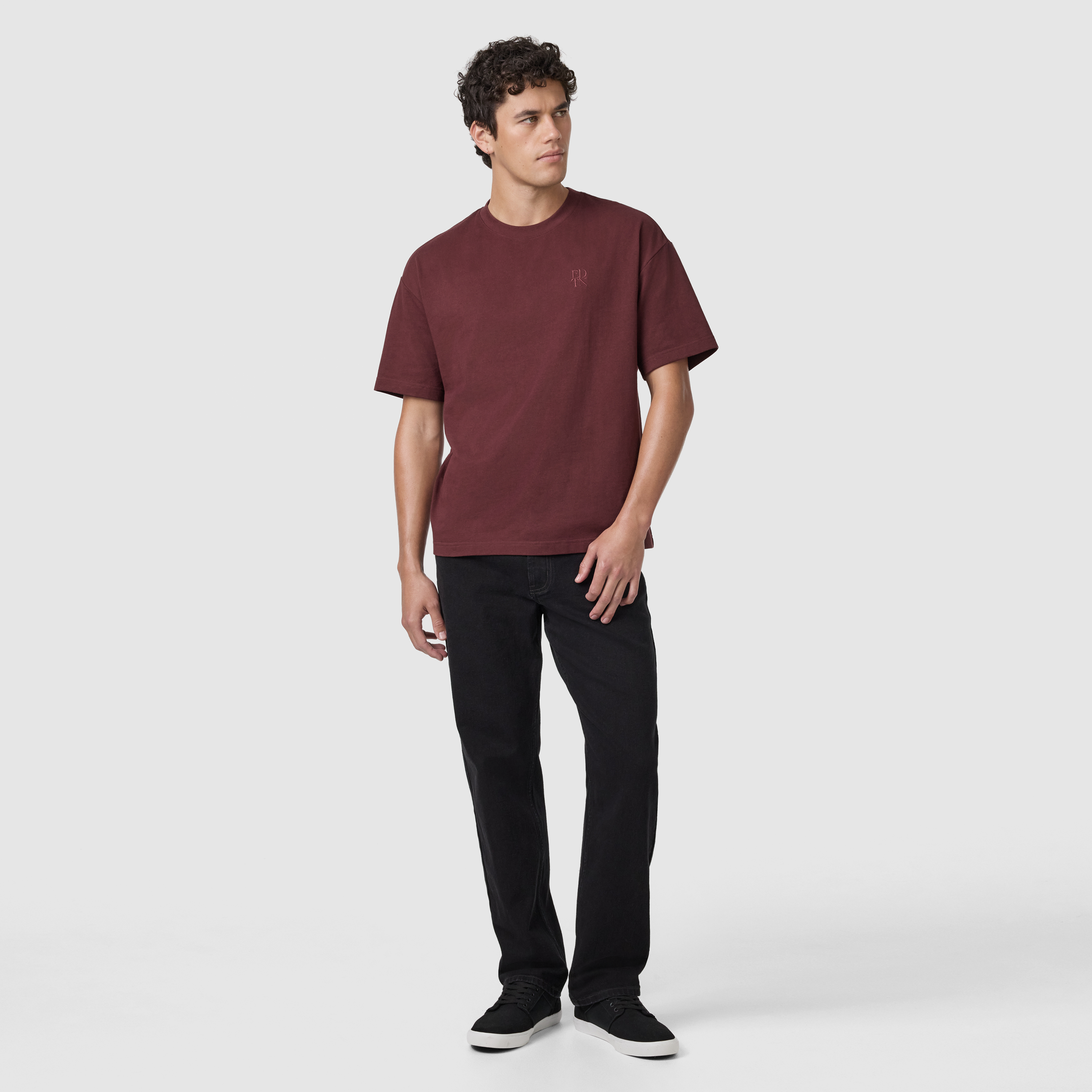 Wine Cole Boxy Crew Neck Tee