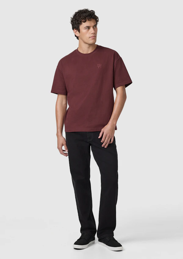 Wine Cole Boxy Crew Neck Tee