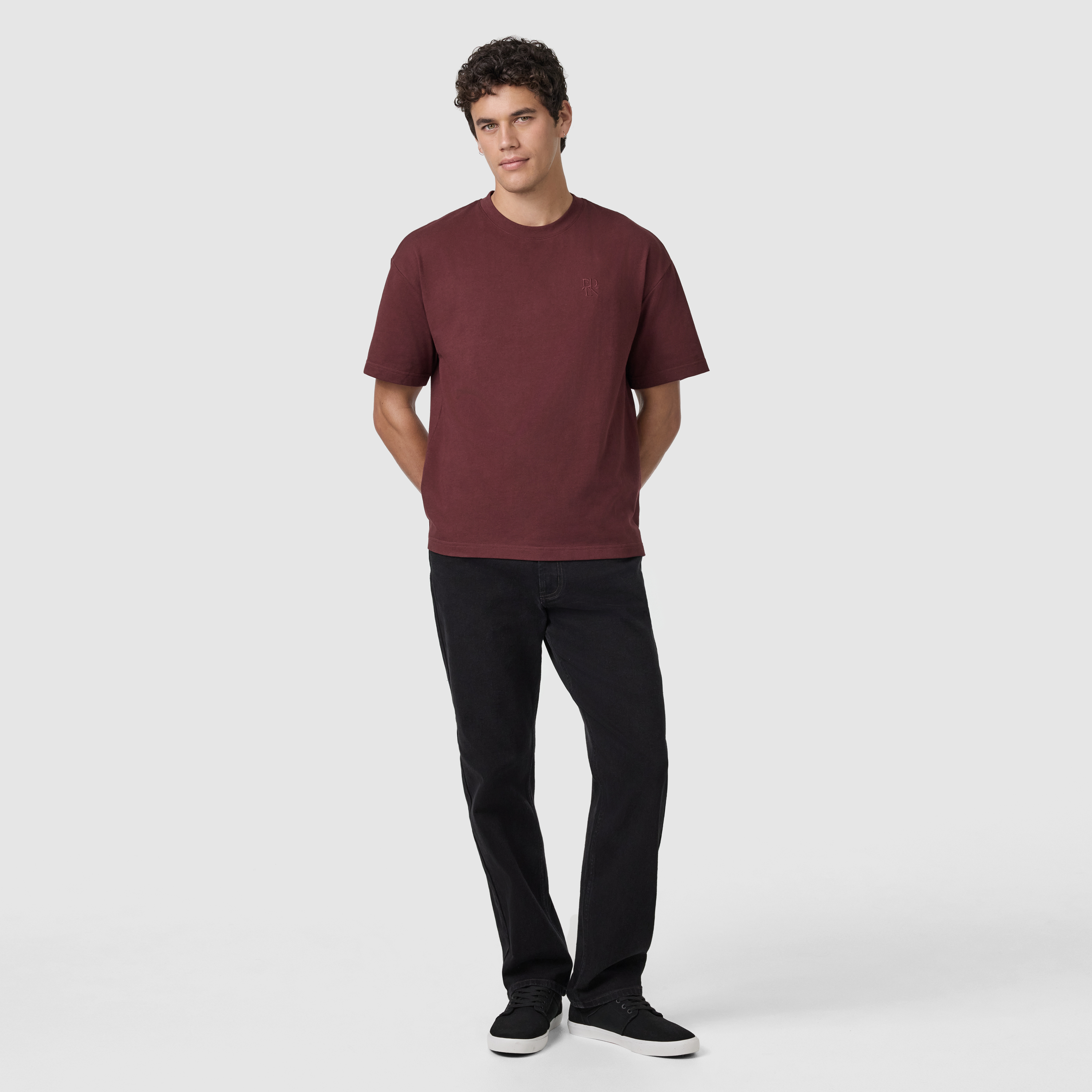 Wine Cole Boxy Crew Neck Tee