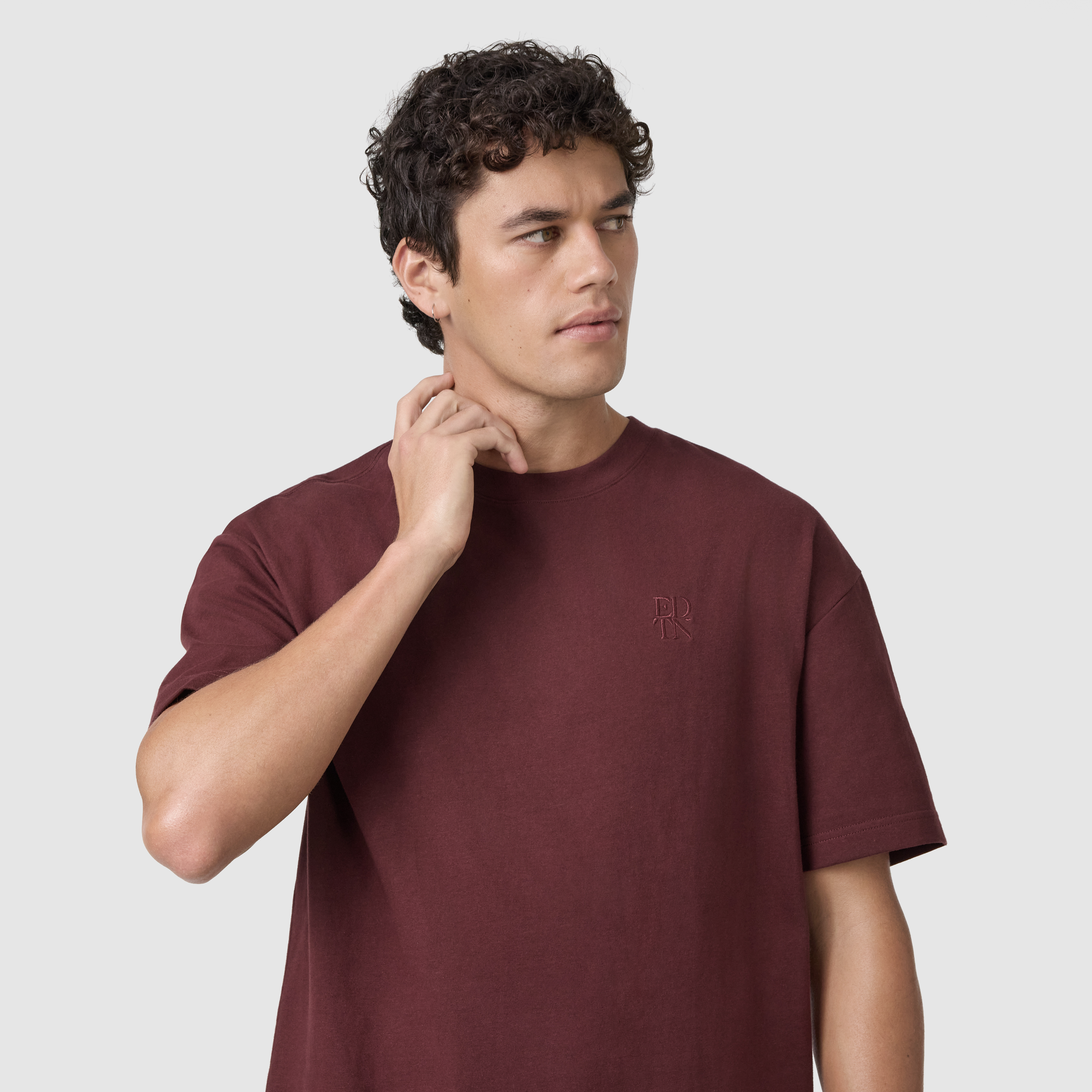 Wine Cole Boxy Crew Neck Tee