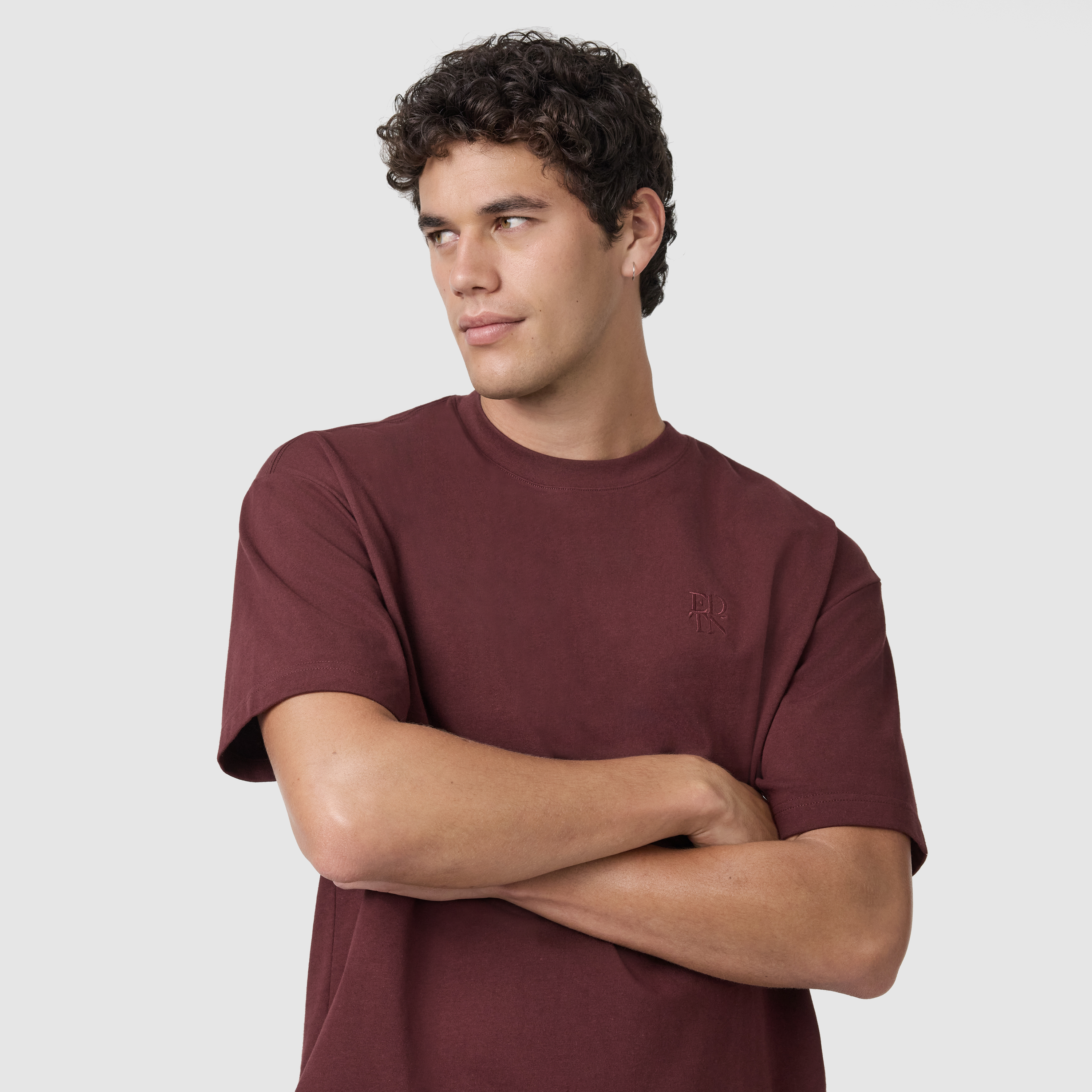 Wine Cole Boxy Crew Neck Tee