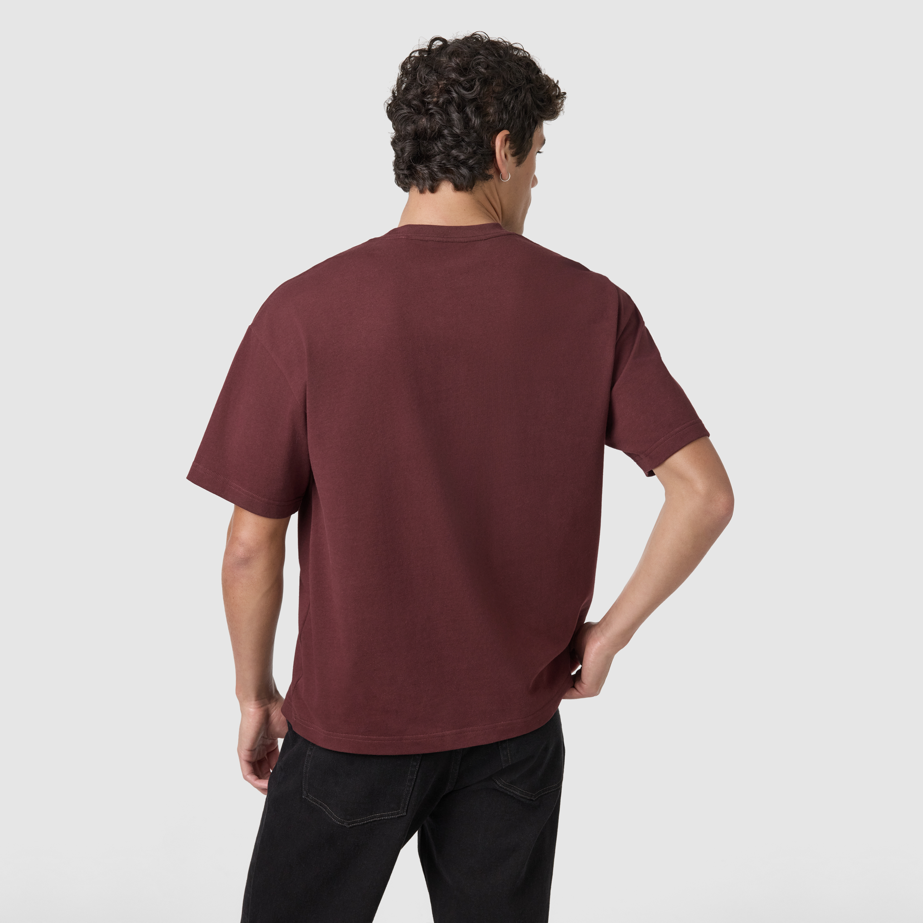 Wine Cole Boxy Crew Neck Tee