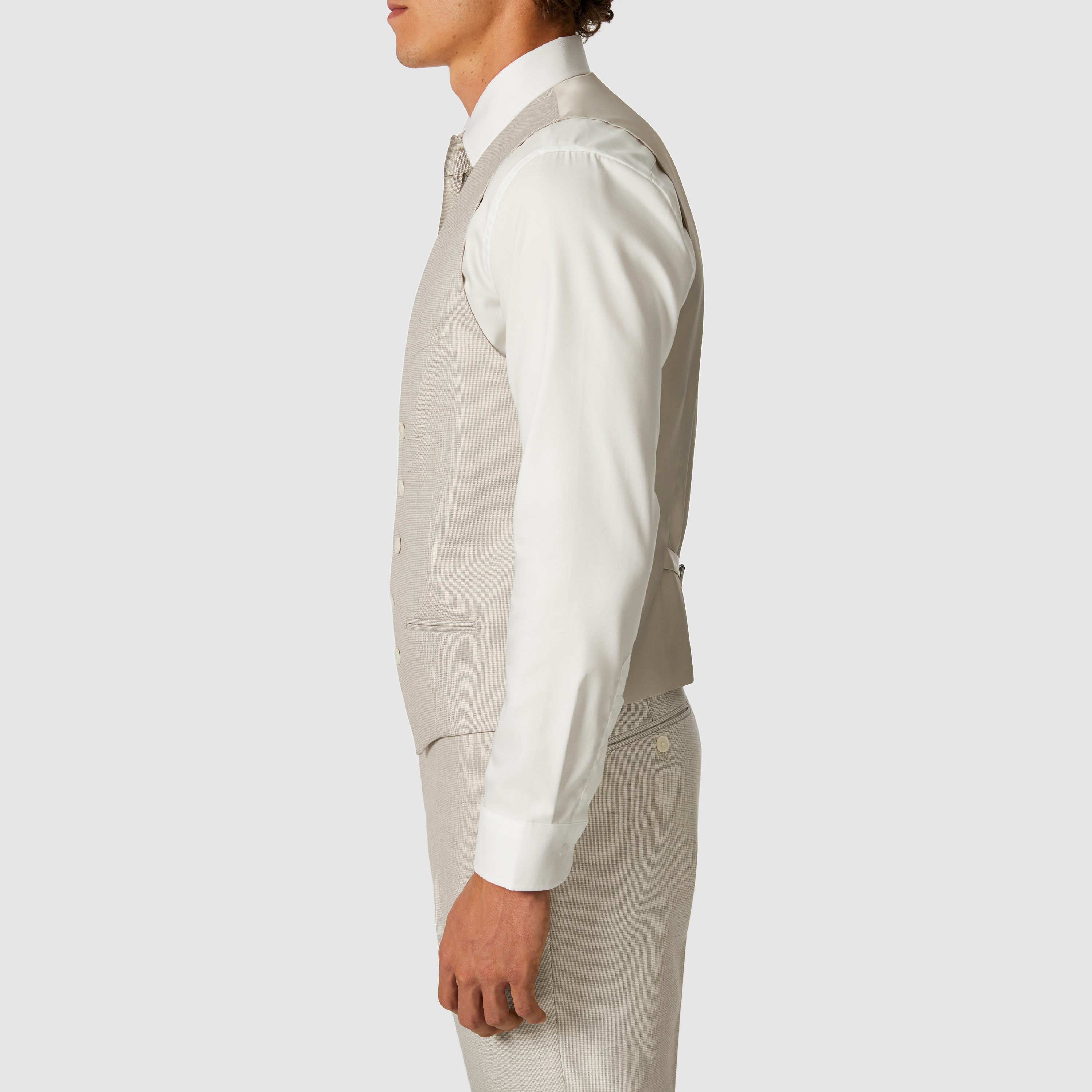 Sand Seville Stretch Textured Waistcoat