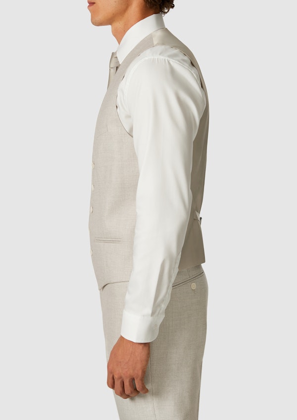 Sand Seville Stretch Textured Waistcoat