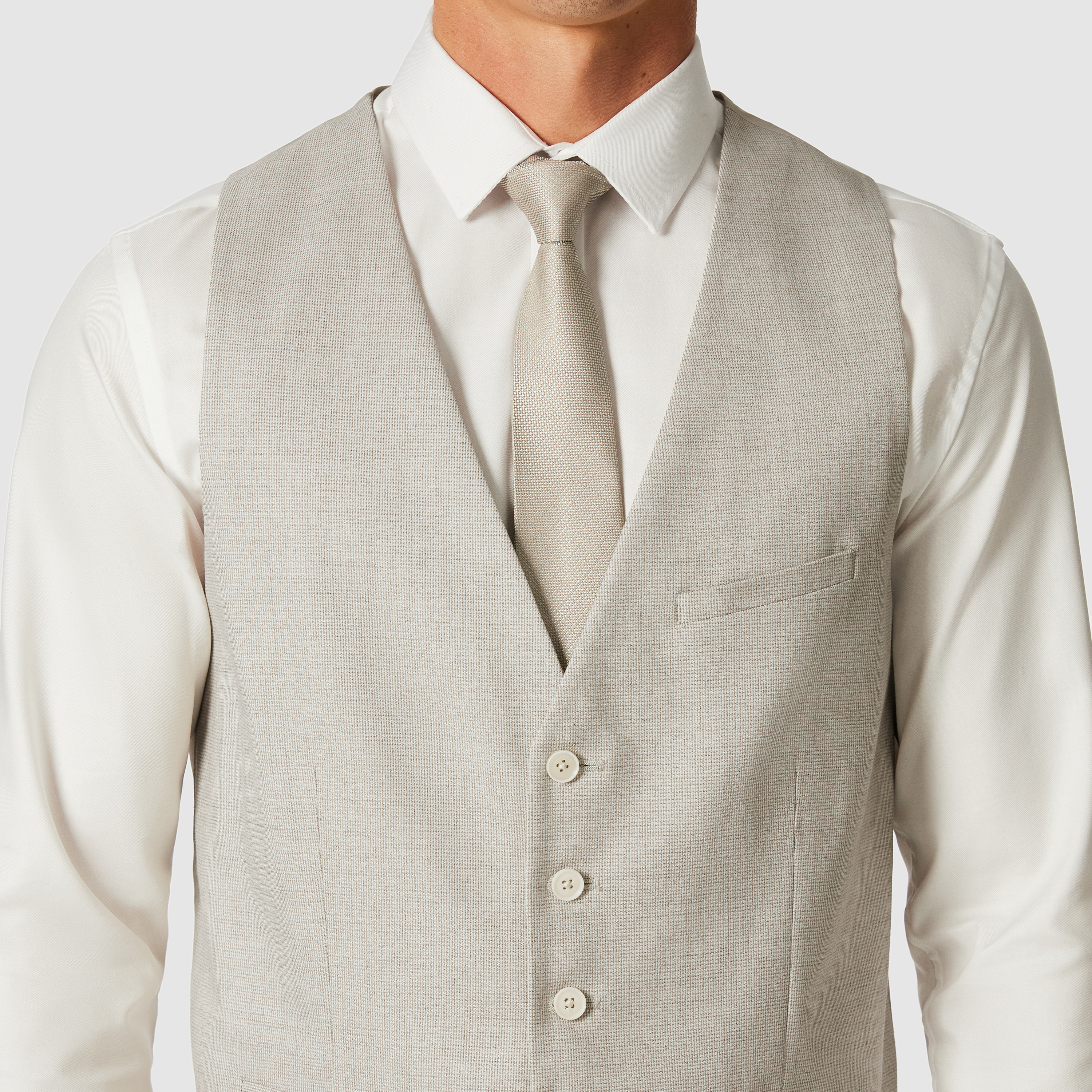 Sand Seville Stretch Textured Waistcoat