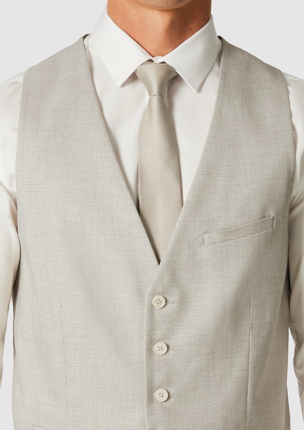 Sand Seville Stretch Textured Waistcoat