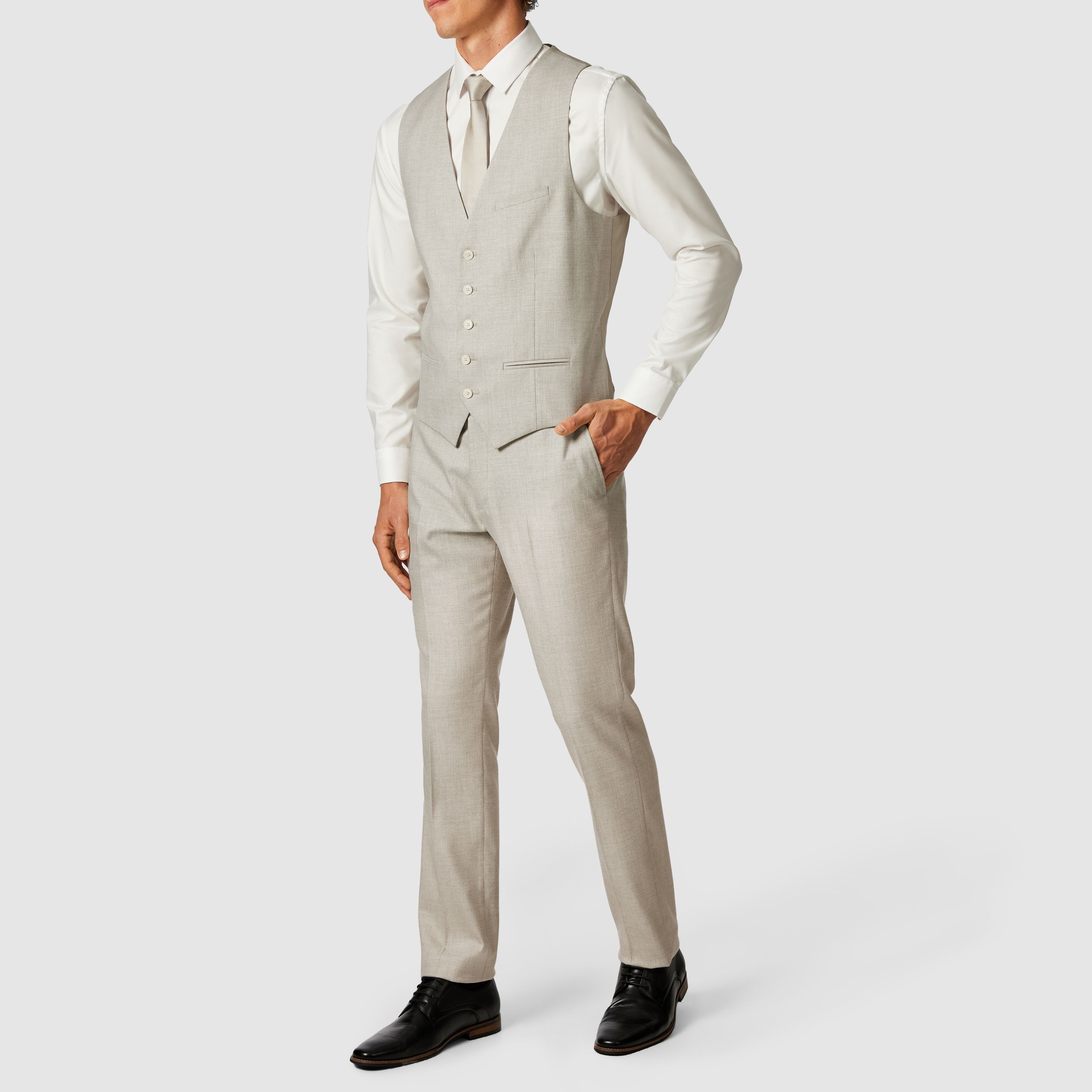 Sand Seville Stretch Textured Waistcoat