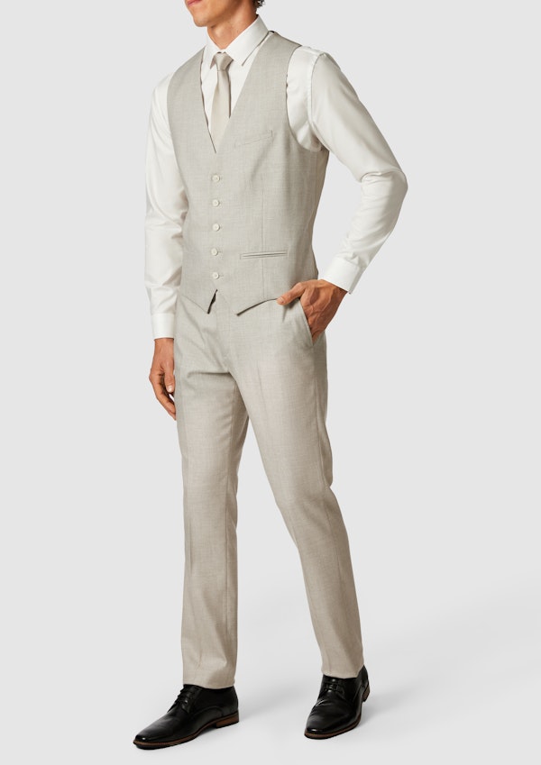 Sand Seville Stretch Textured Waistcoat