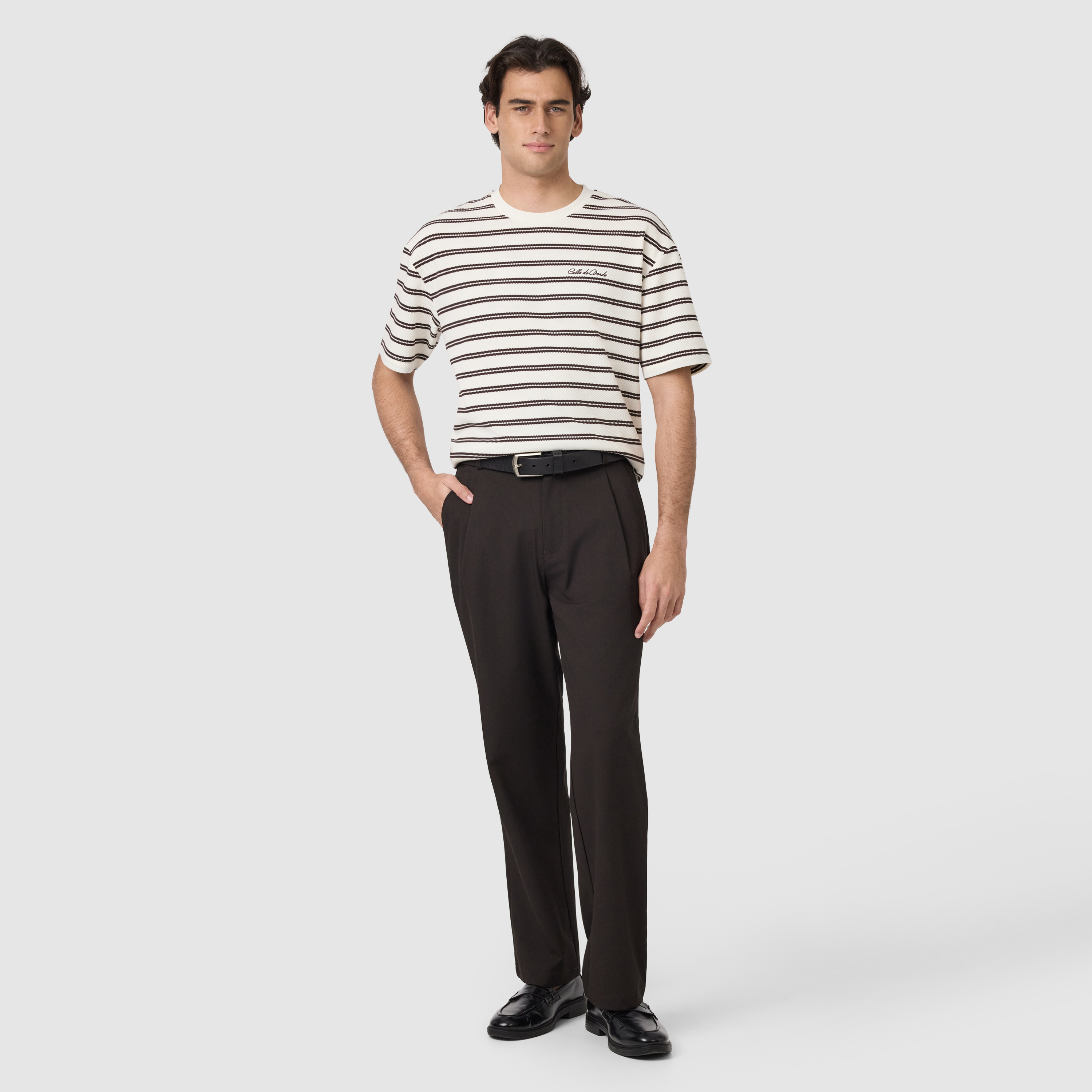 Chocolate Hendon Pleated Stretch Pant