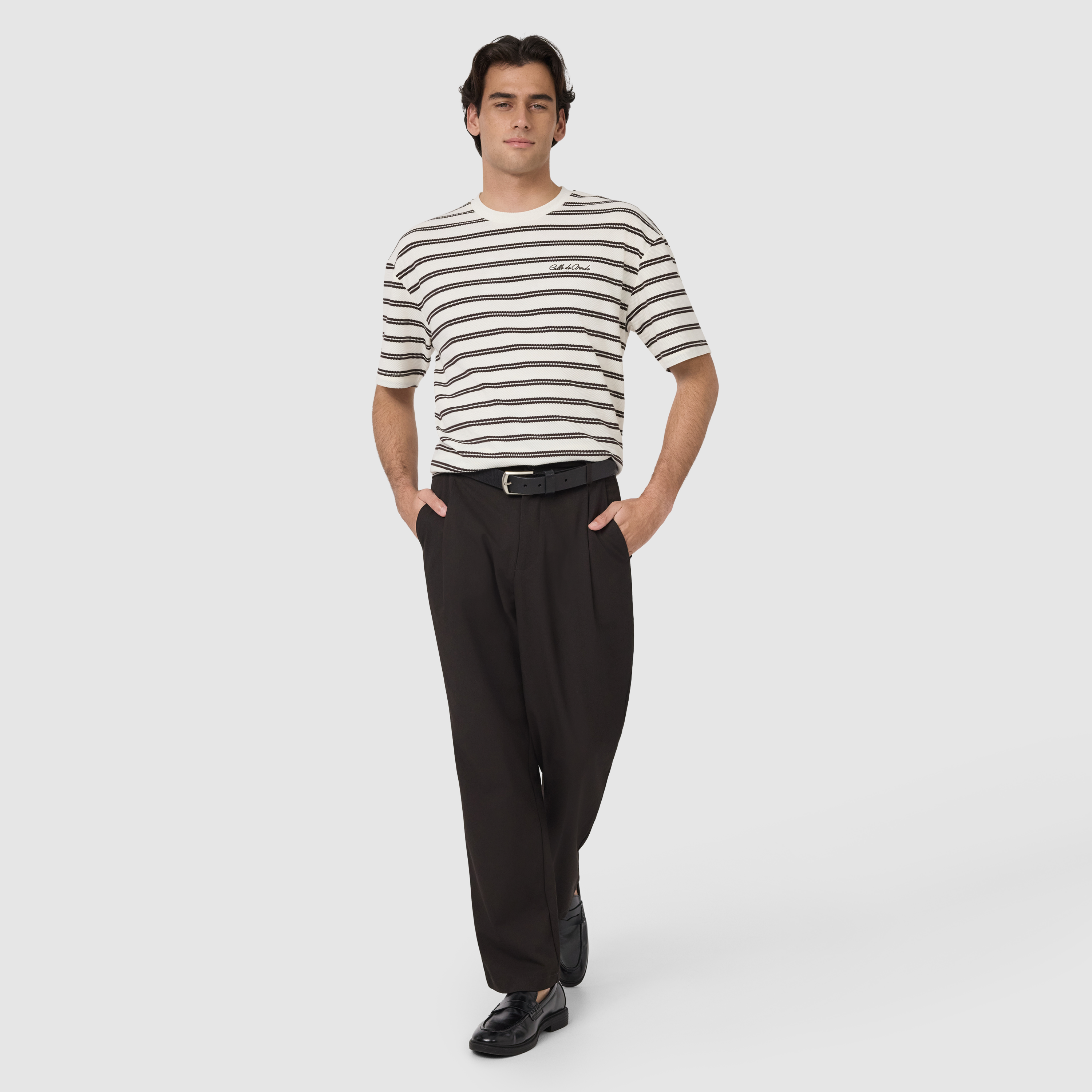 Chocolate Hendon Pleated Stretch Pant