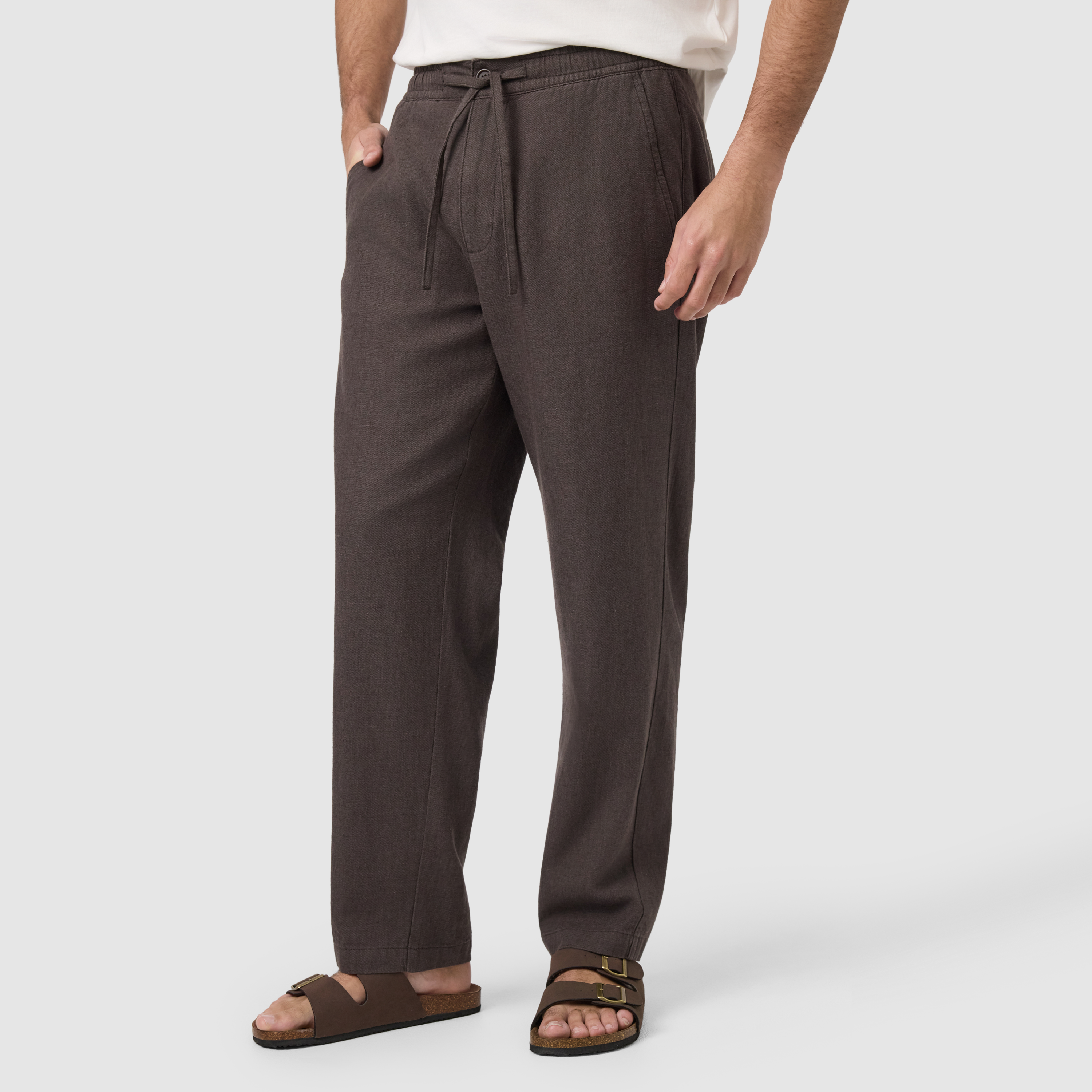 Chocolate Cabana Linen Blend Pant