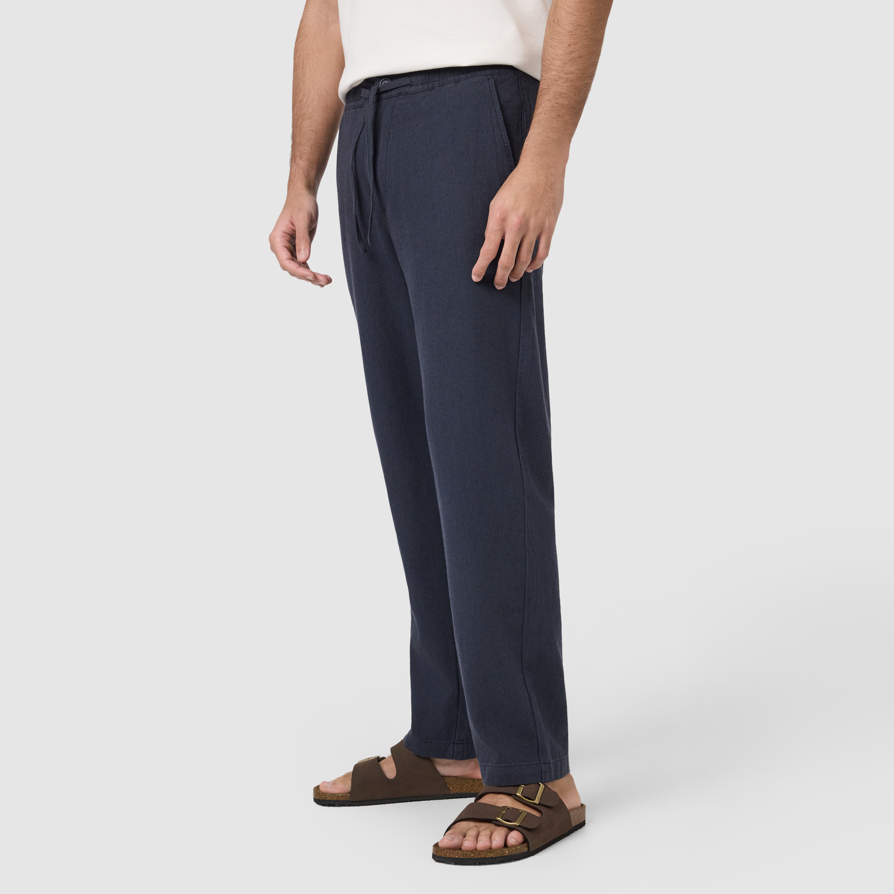 Navy Cabana Linen Blend Pant
