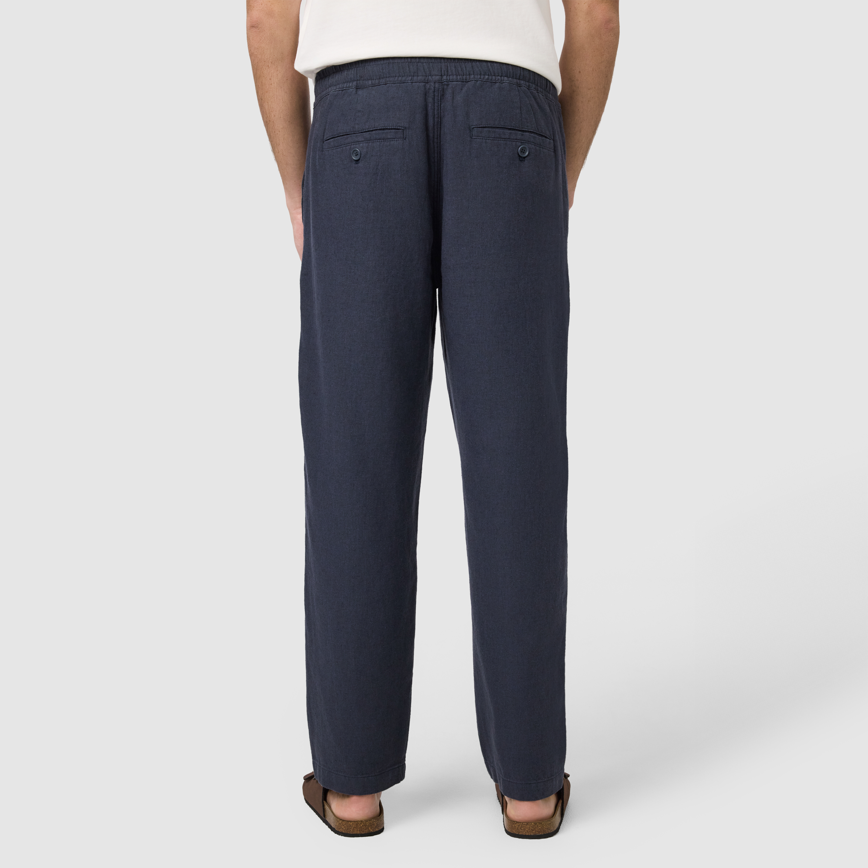 Navy Cabana Linen Blend Pant