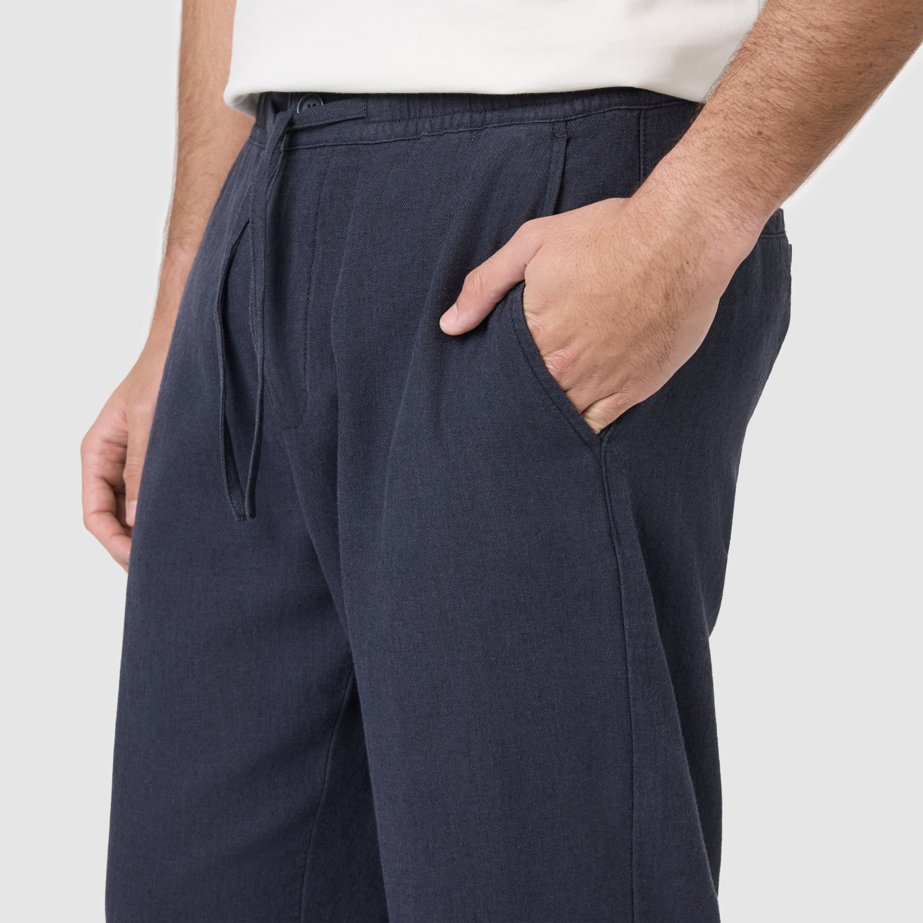 Navy Cabana Linen Blend Pant