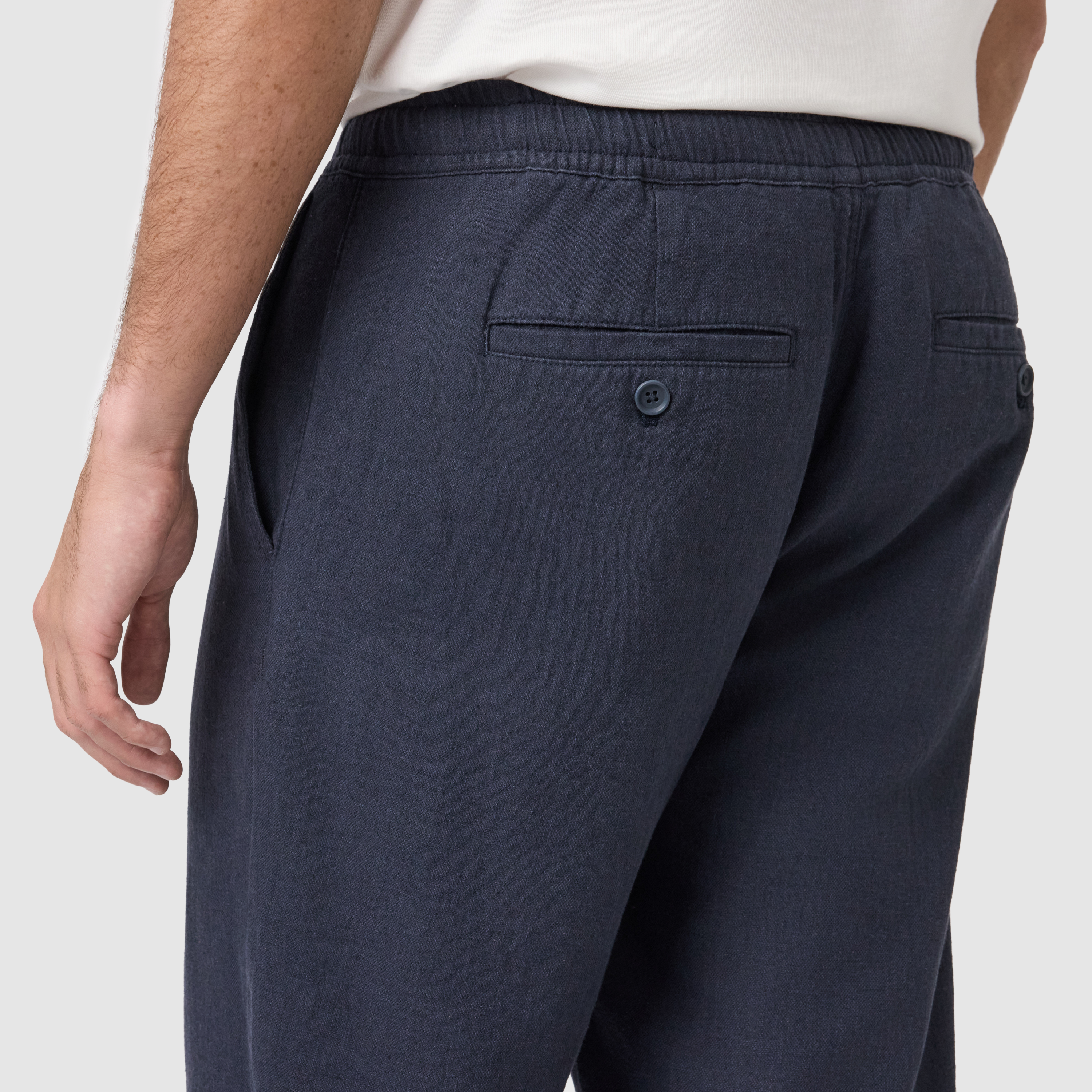 Navy Cabana Linen Blend Pant