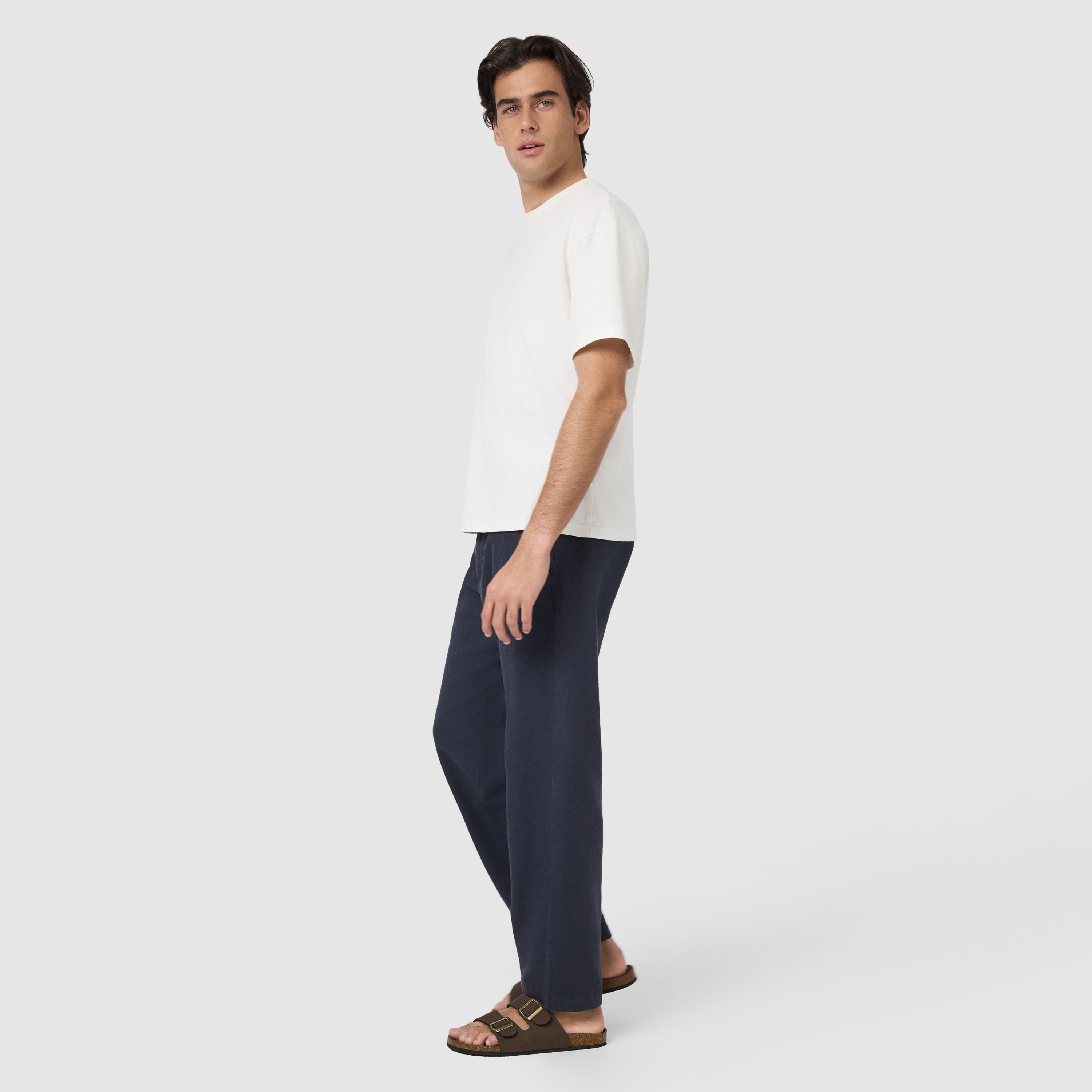 Navy Cabana Linen Blend Pant