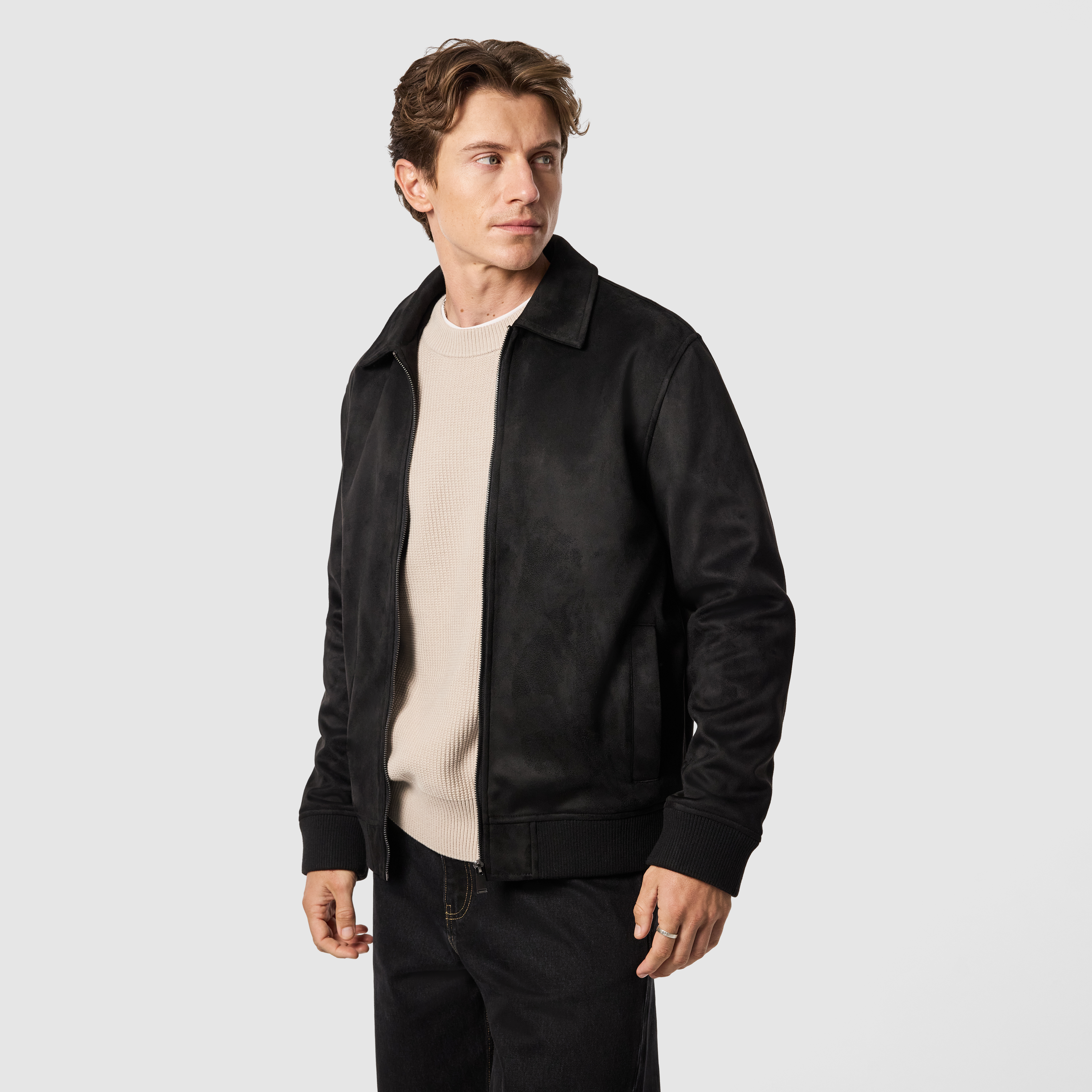 Black Prague Faux Suede Jacket