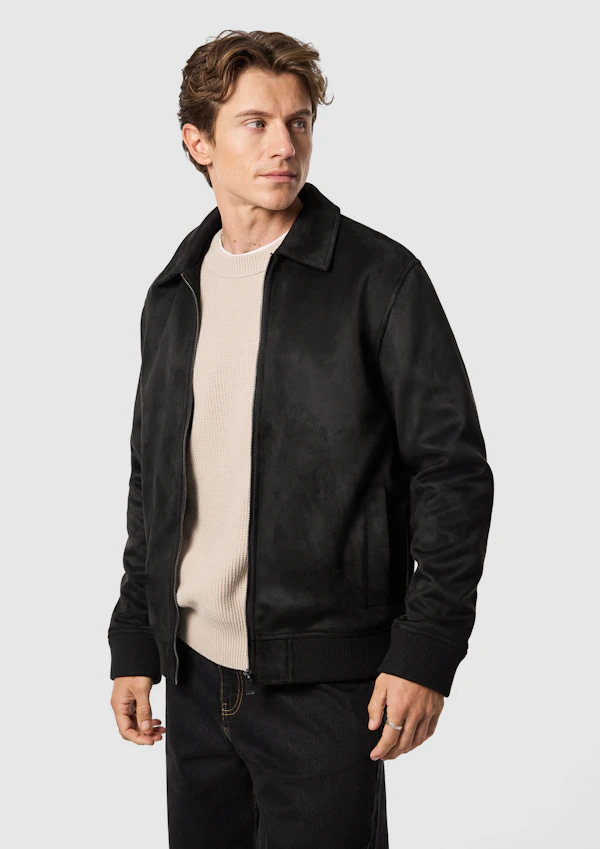 Black Prague Faux Suede Jacket