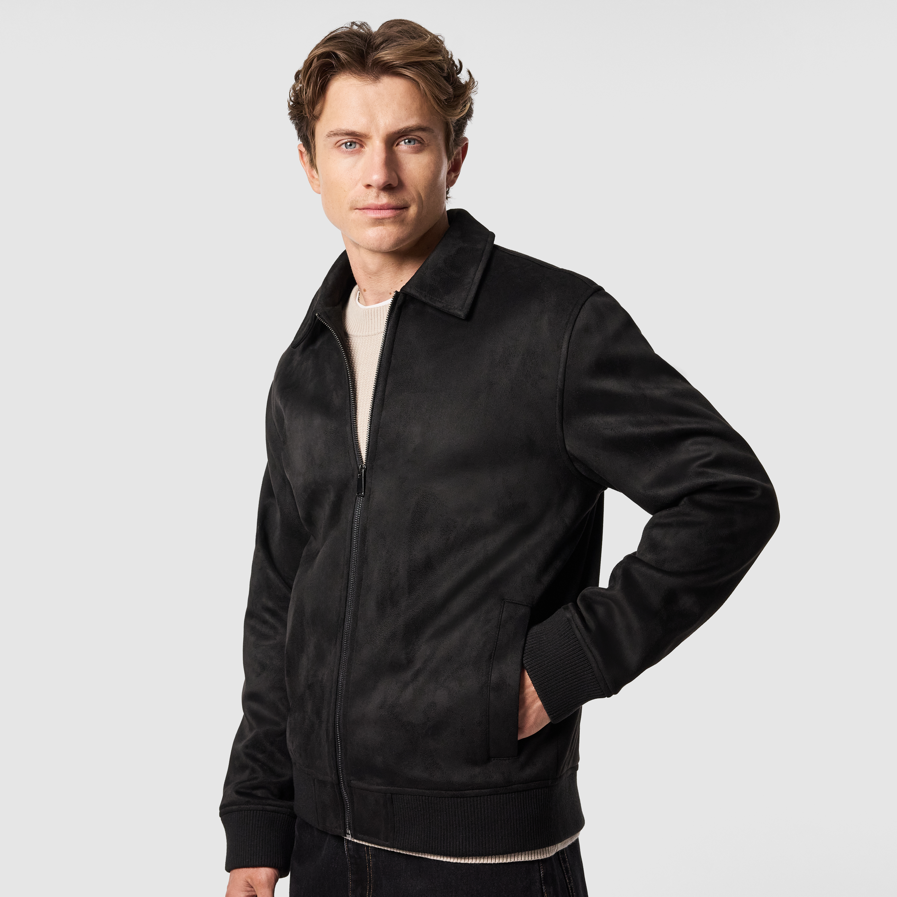 Black Prague Faux Suede Jacket