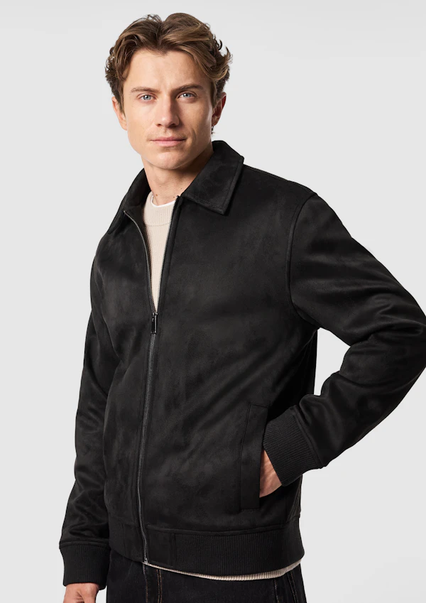 Black Prague Faux Suede Jacket