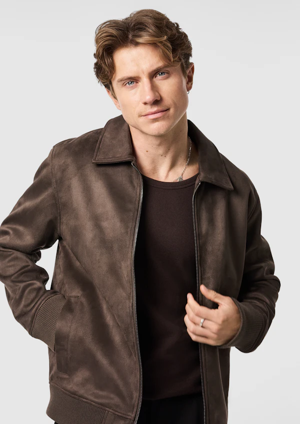 Brown Prague Faux Suede Jacket