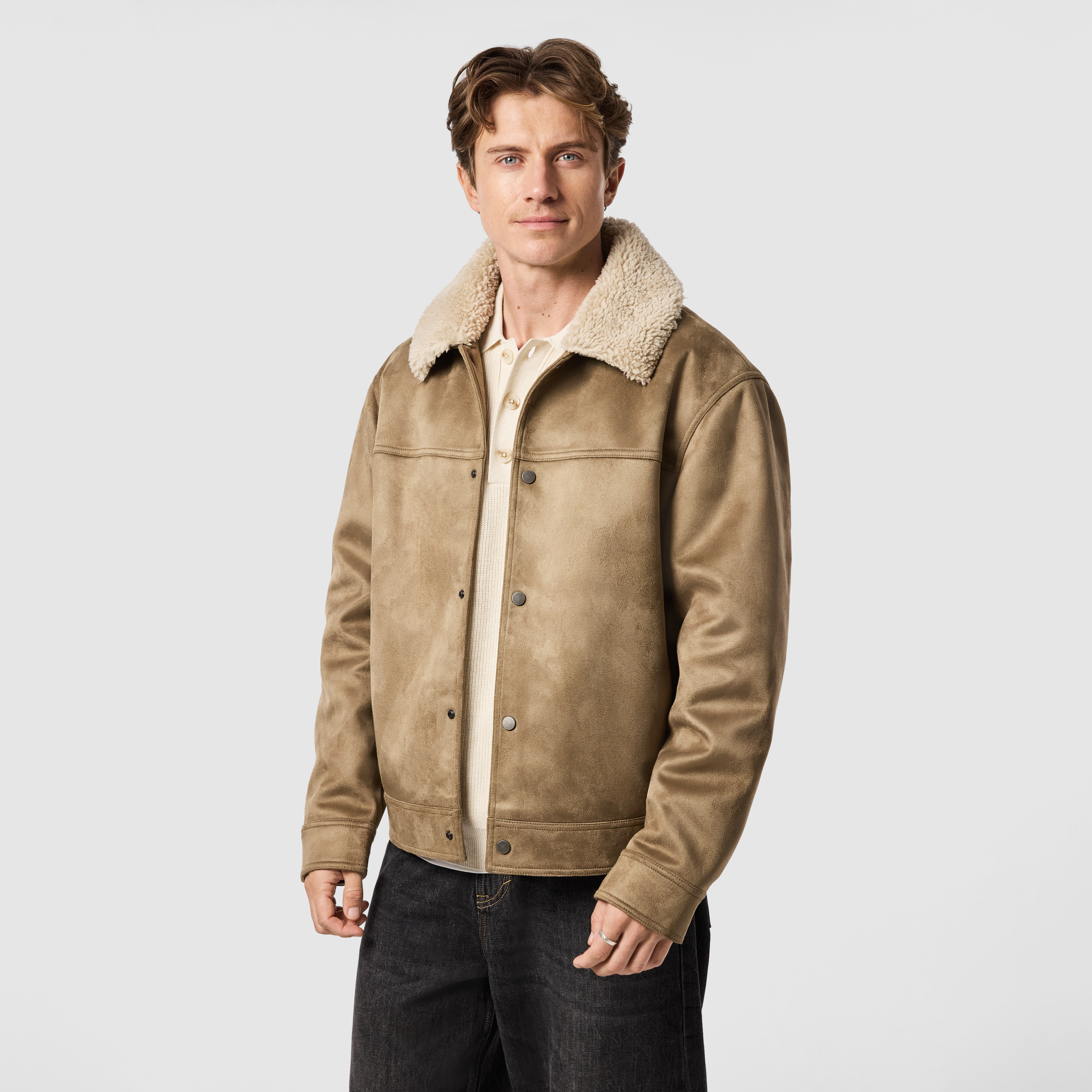 Light Brown Beckham Faux Suede Jacket