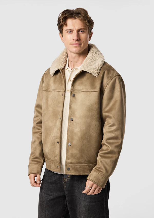 Light Brown Beckham Faux Suede Jacket