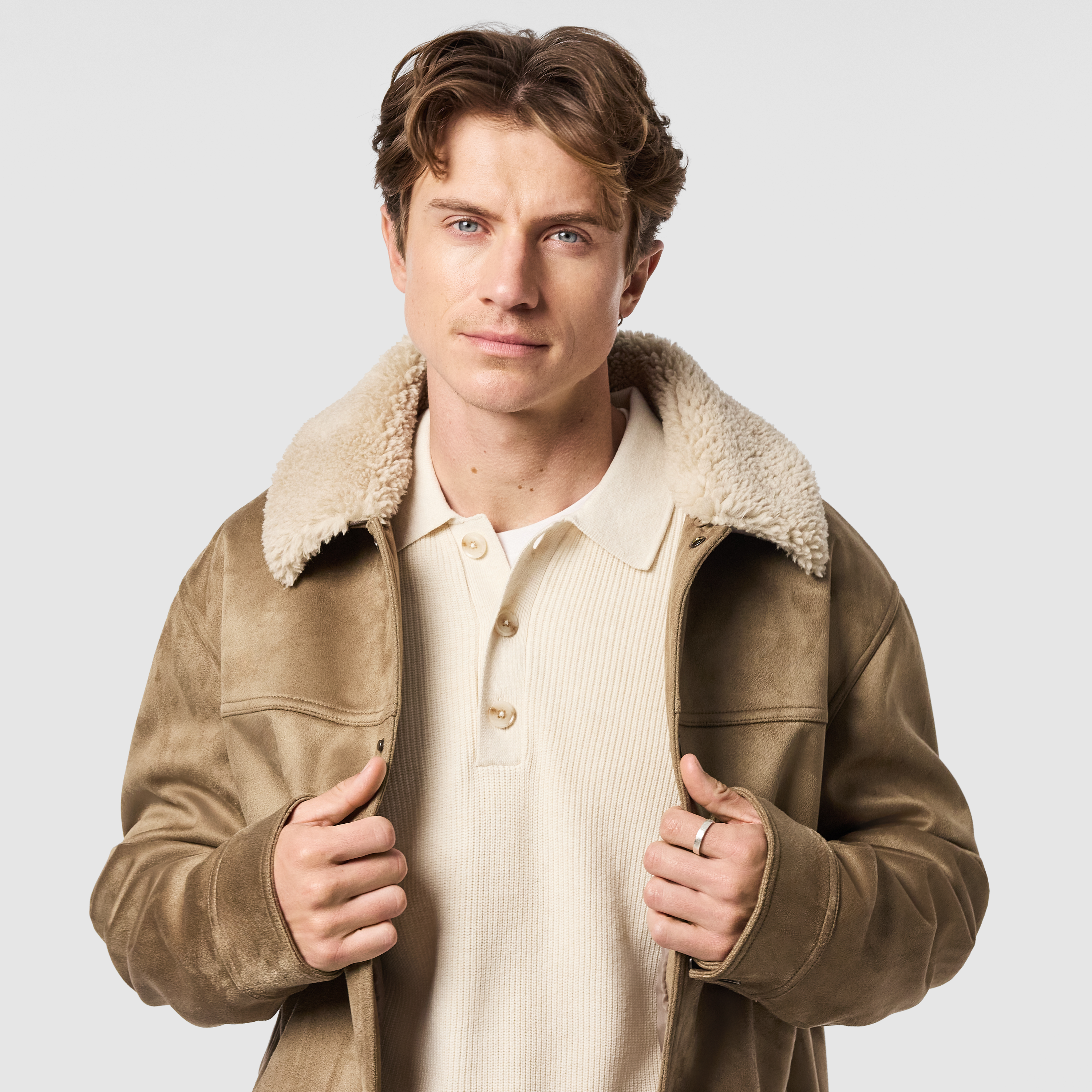 Light Brown Beckham Faux Suede Jacket