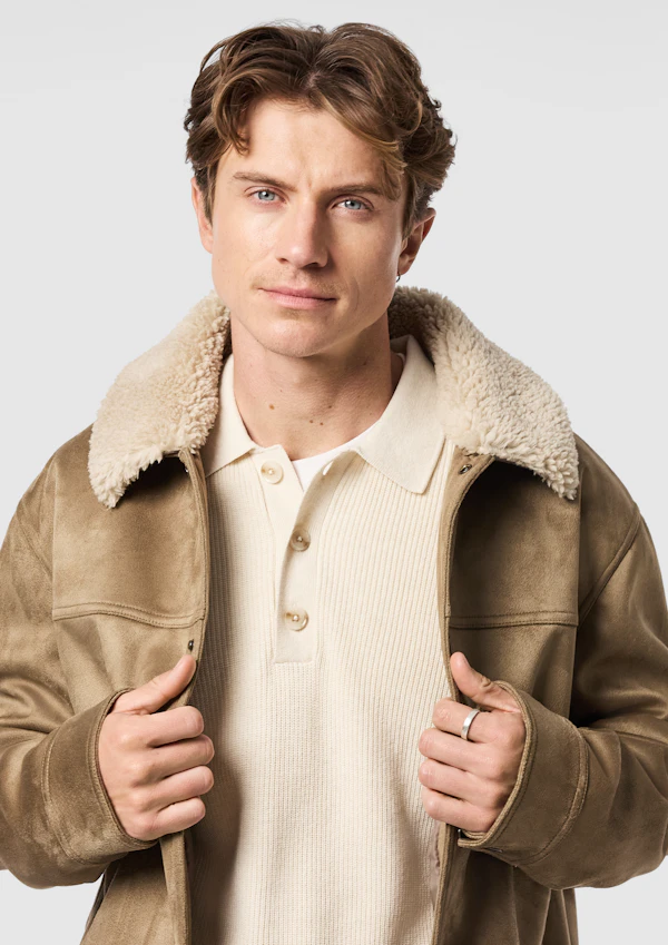 Light Brown Beckham Faux Suede Jacket