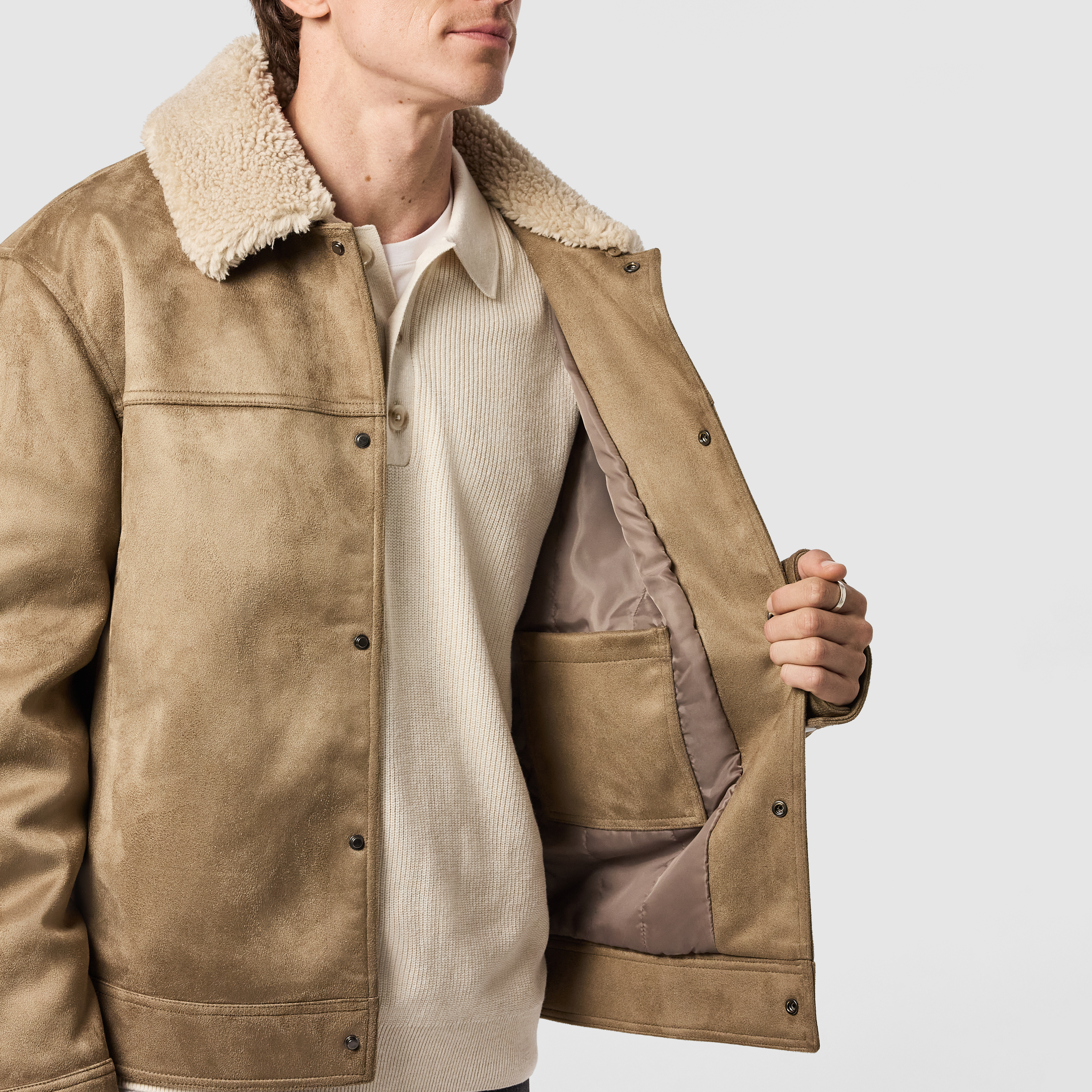 Light Brown Beckham Faux Suede Jacket