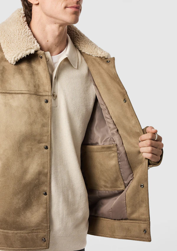 Light Brown Beckham Faux Suede Jacket