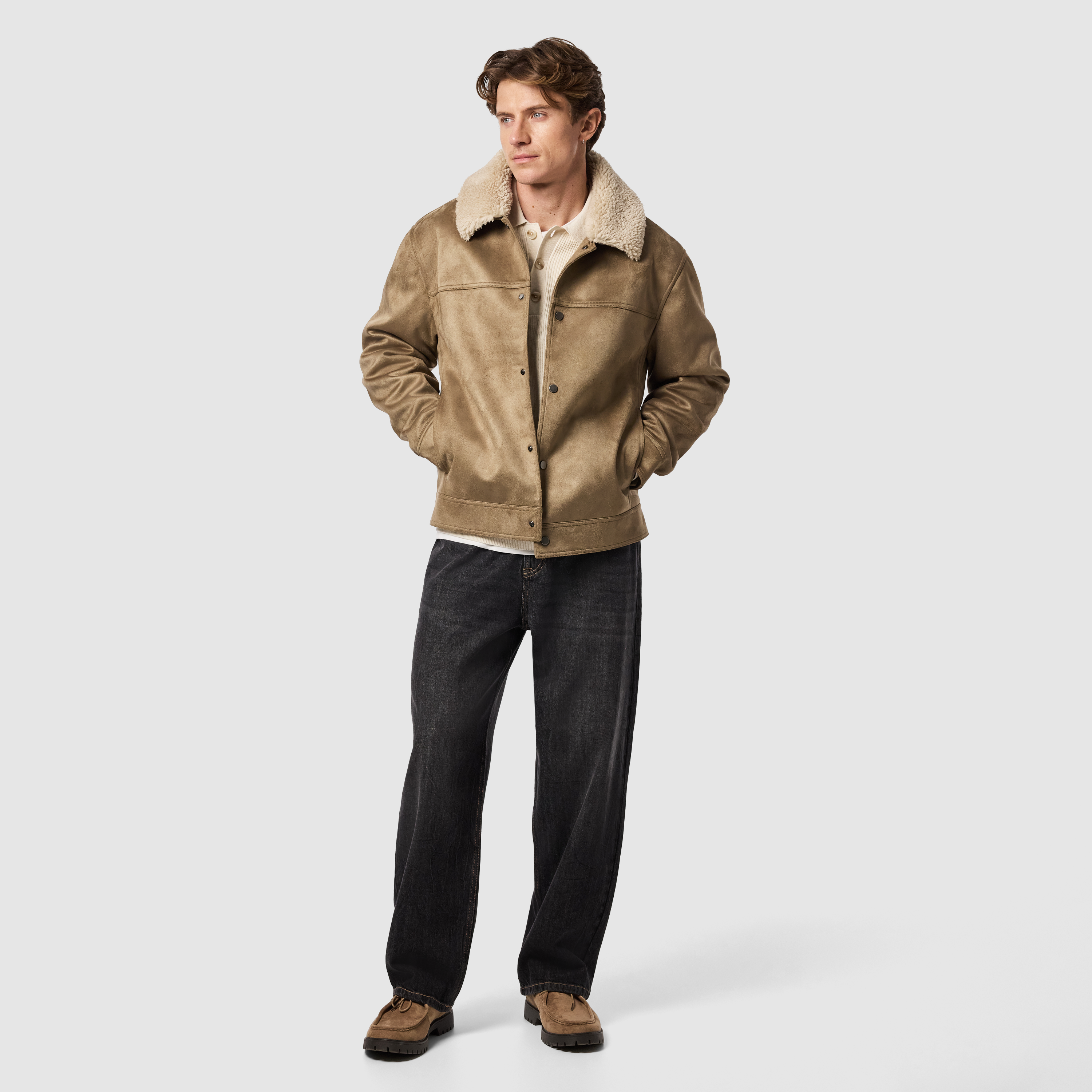 Light Brown Beckham Faux Suede Jacket