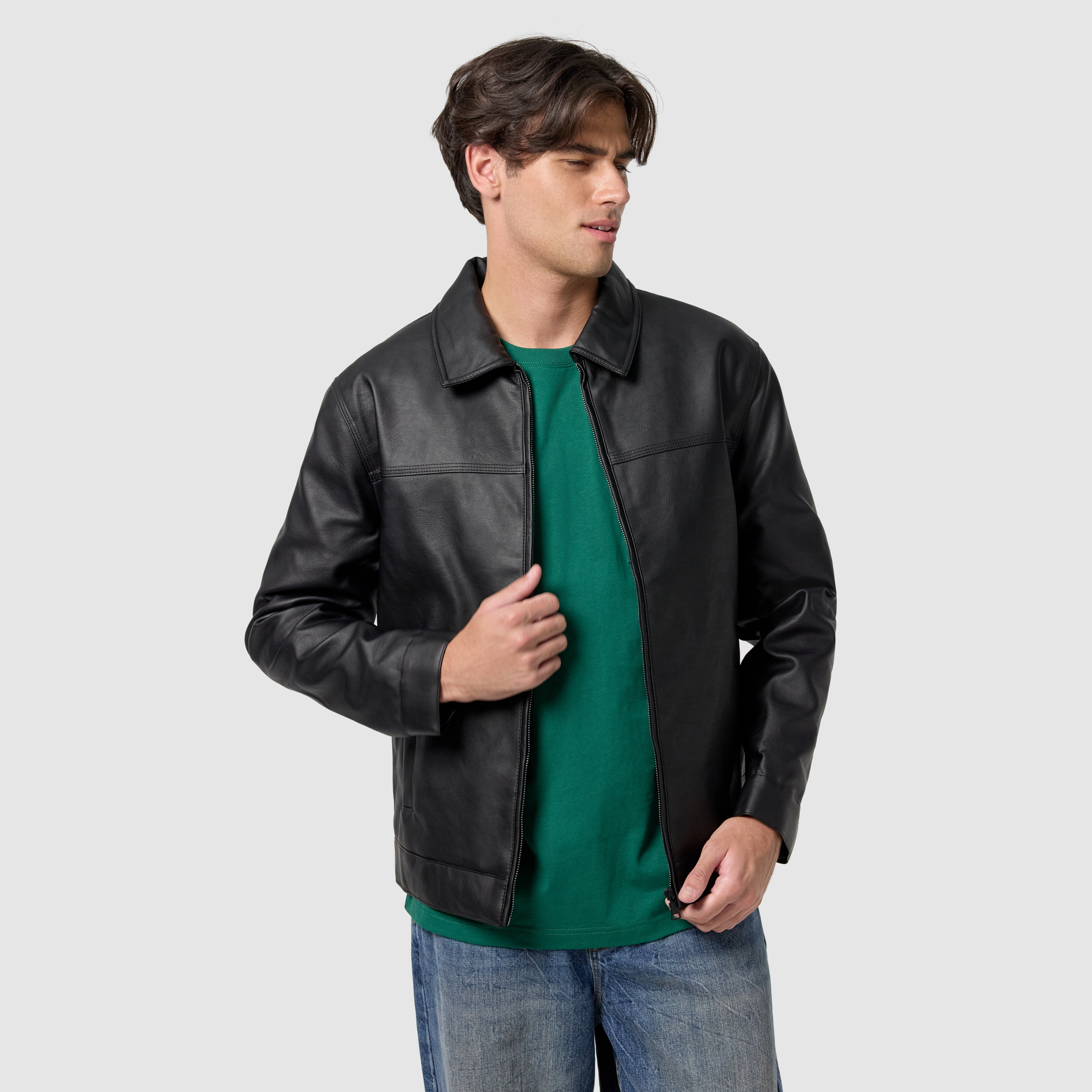 Black Jagger Faux Leather Jacket
