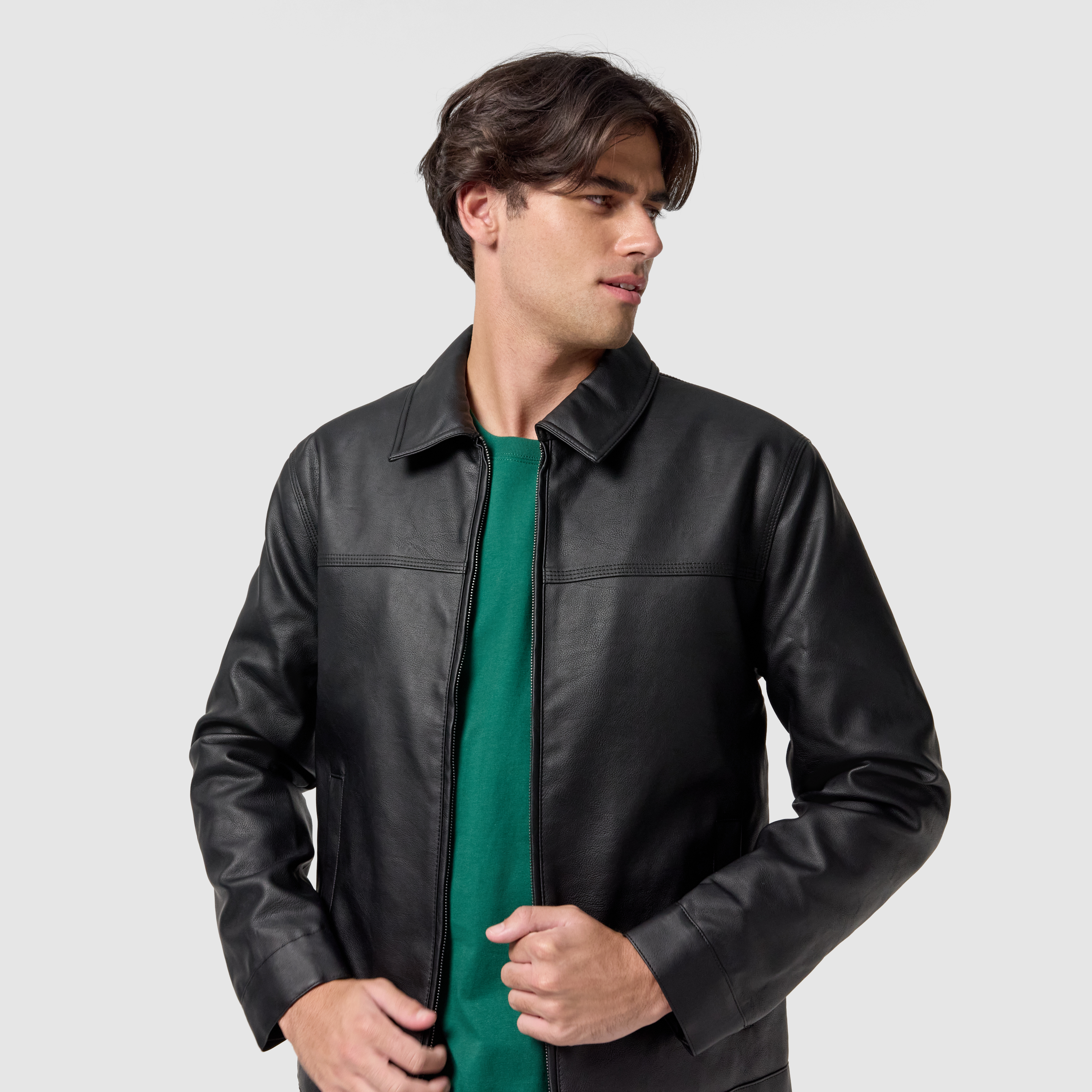 Black Jagger Faux Leather Jacket