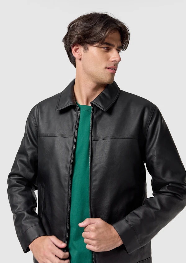 Black Jagger Faux Leather Jacket