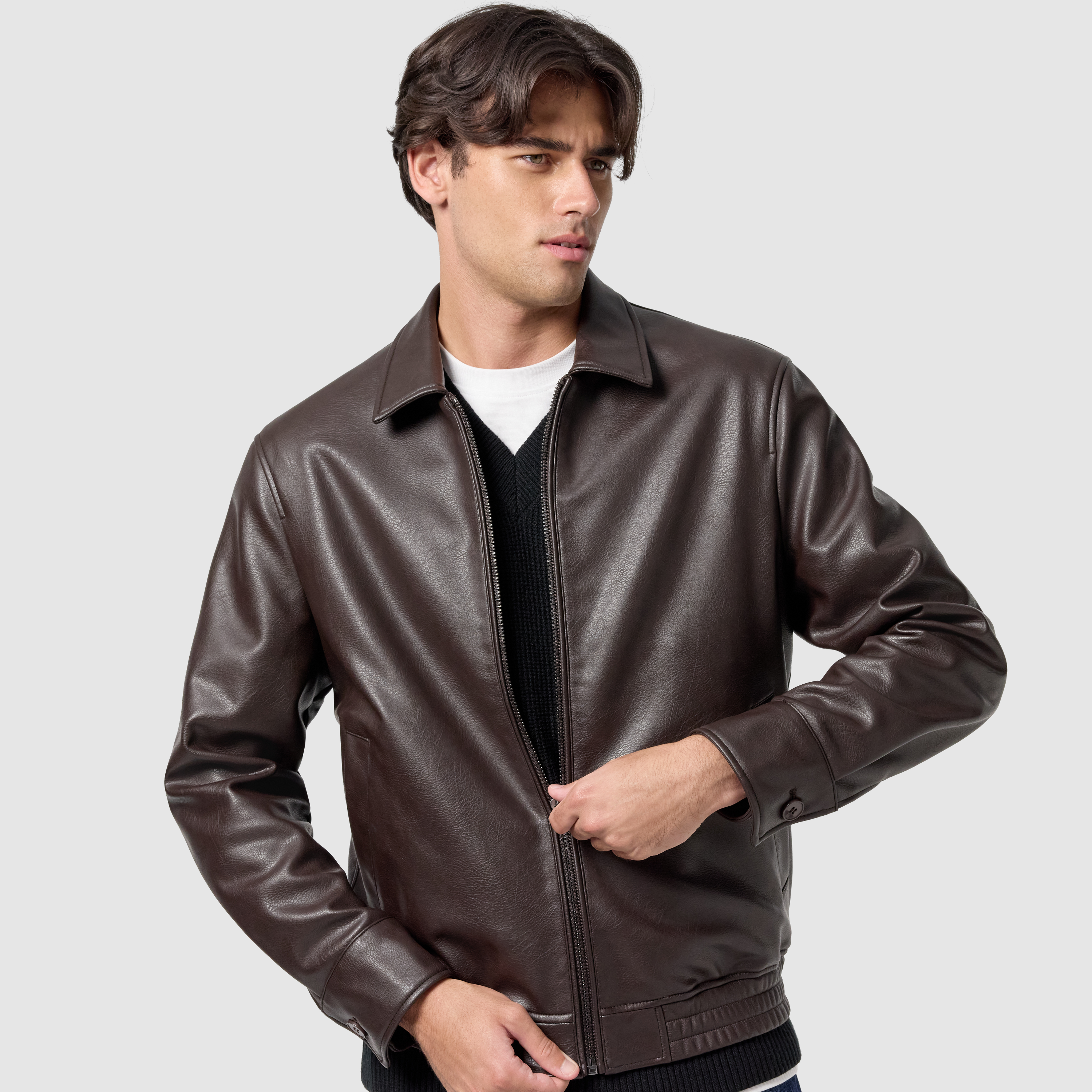 Brown Dylan Faux Leather Jacket