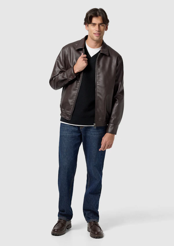 Brown Dylan Faux Leather Jacket