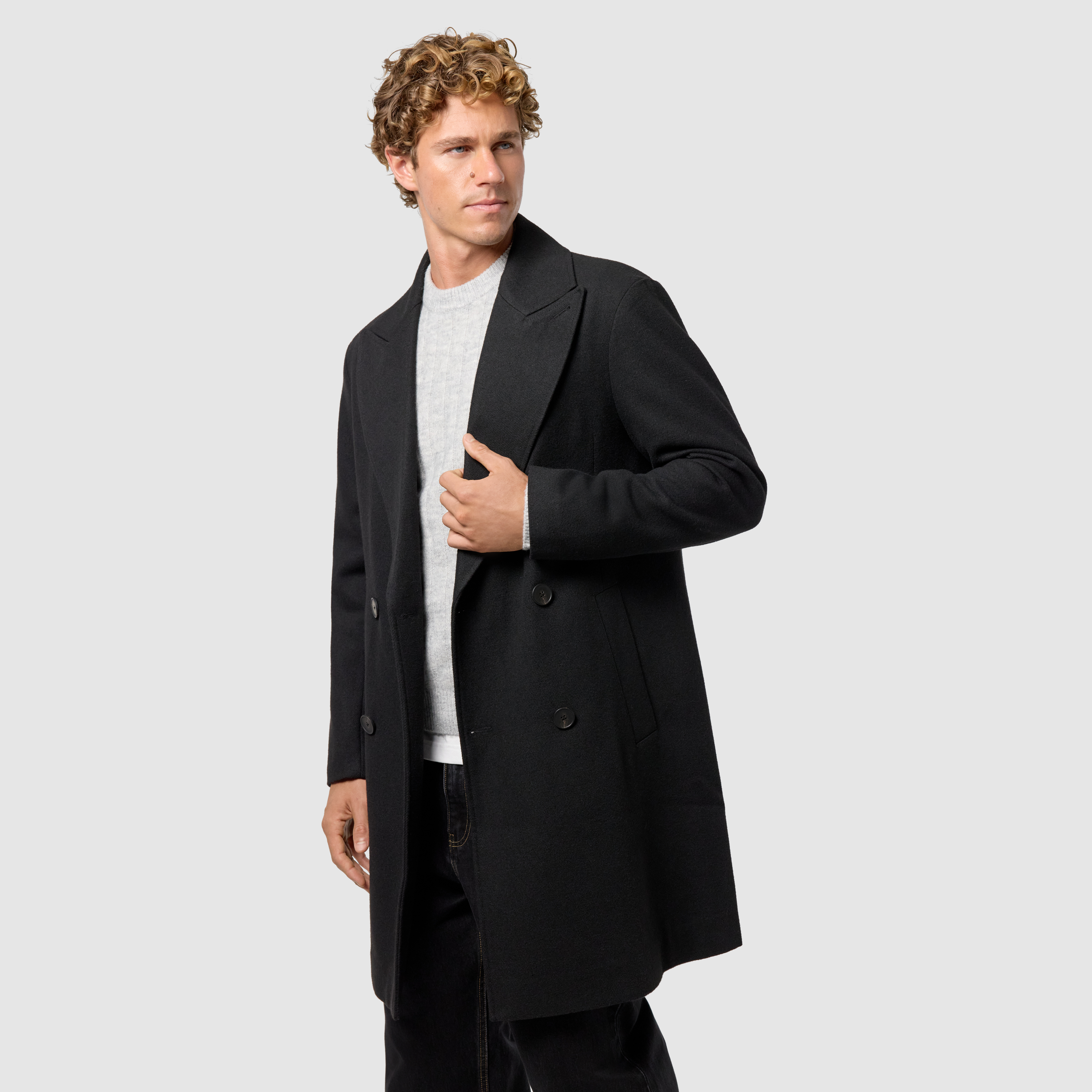 Black Fleet Double Breasted Coat