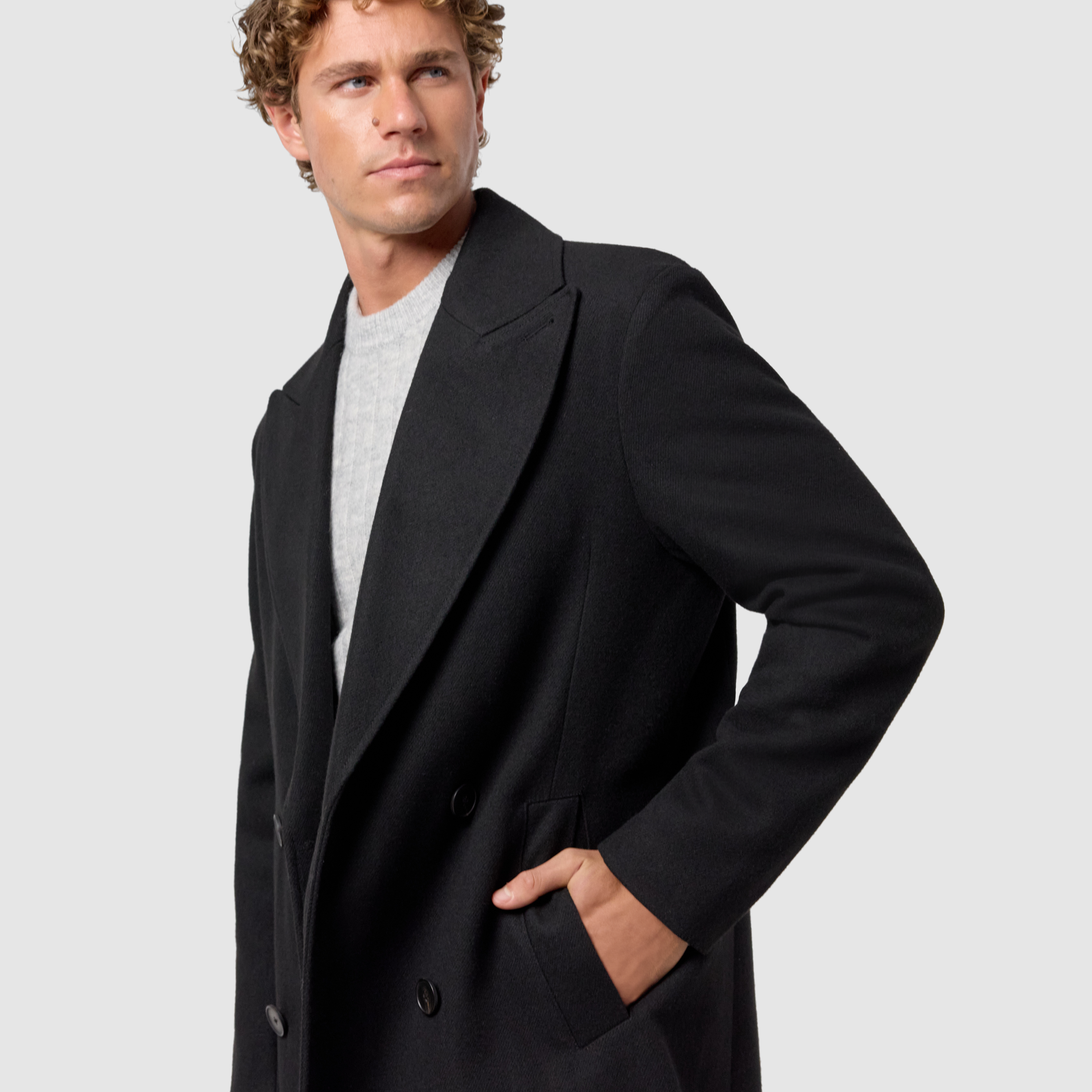Black Fleet Double Breasted Coat
