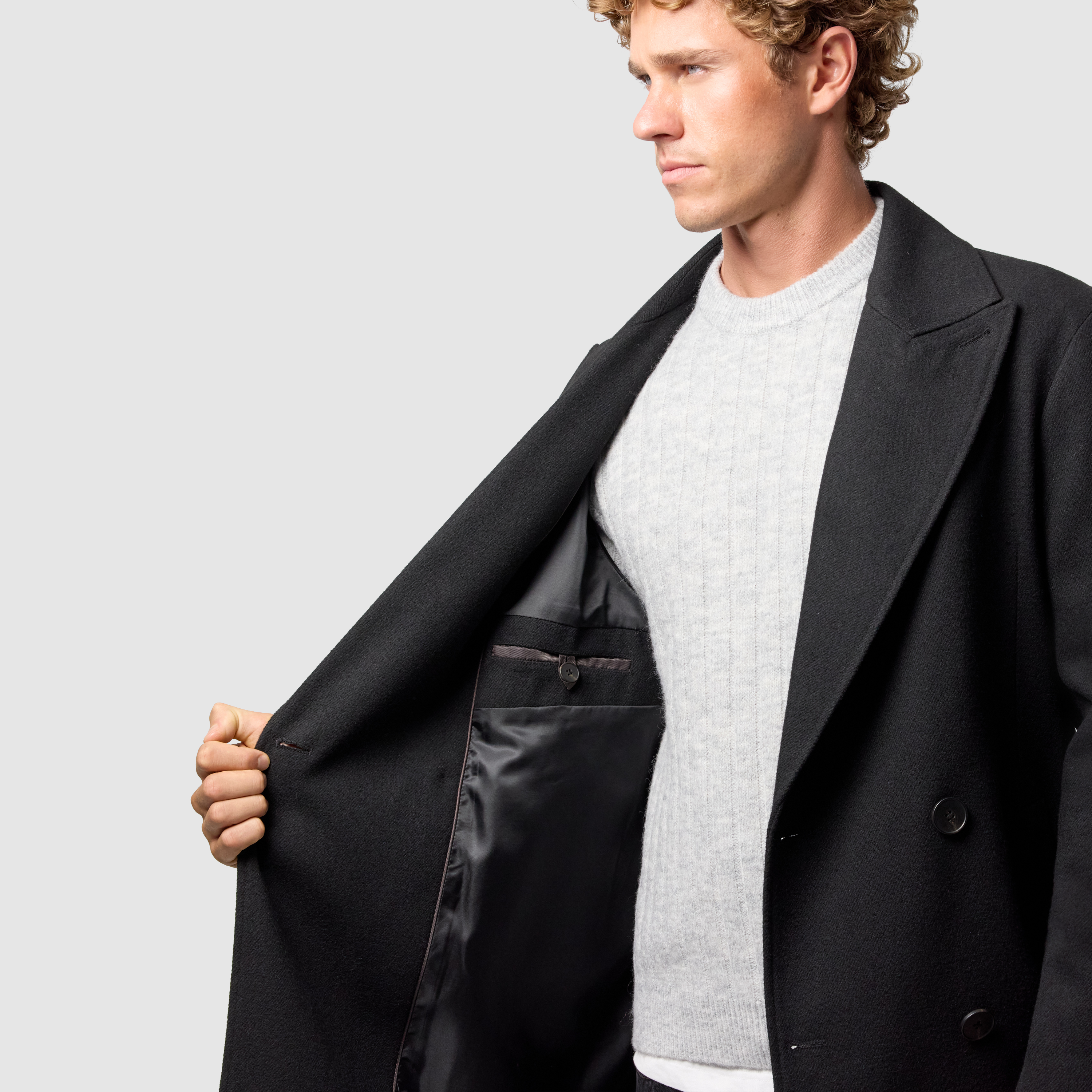 Black Fleet Double Breasted Coat