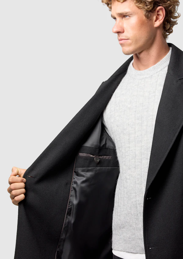 Black Fleet Double Breasted Coat