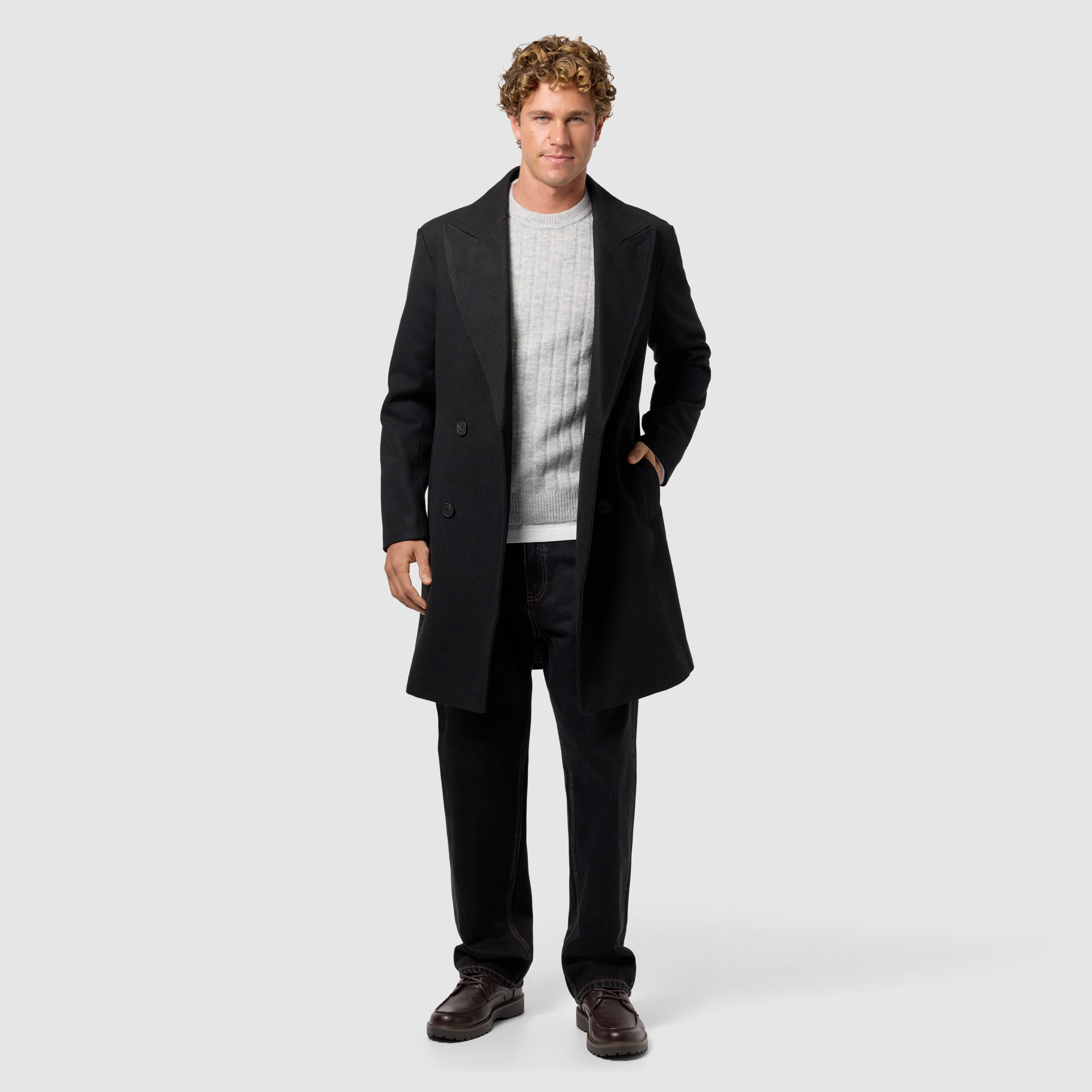 Black Fleet Double Breasted Coat