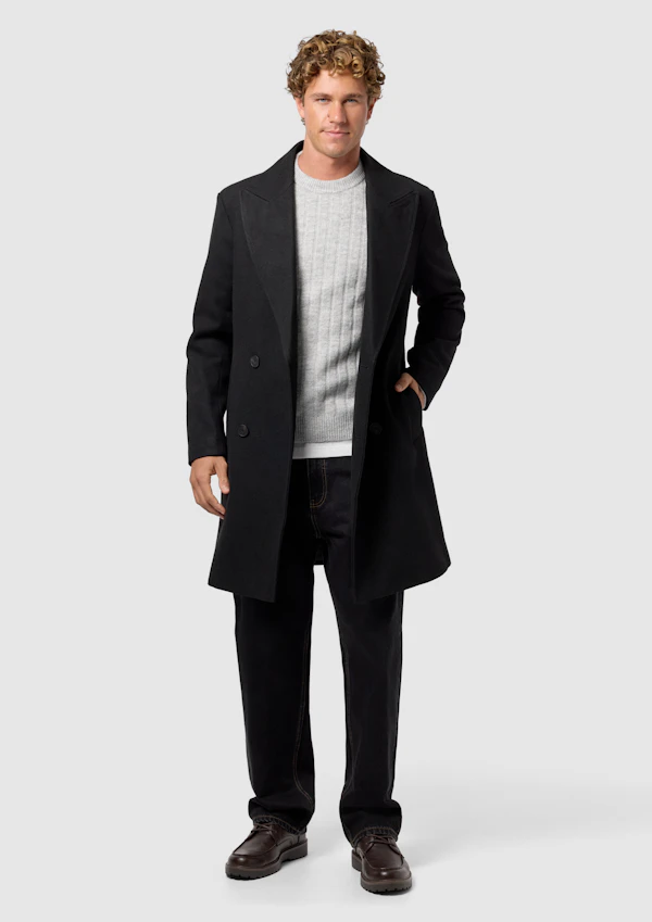 Black Fleet Double Breasted Coat