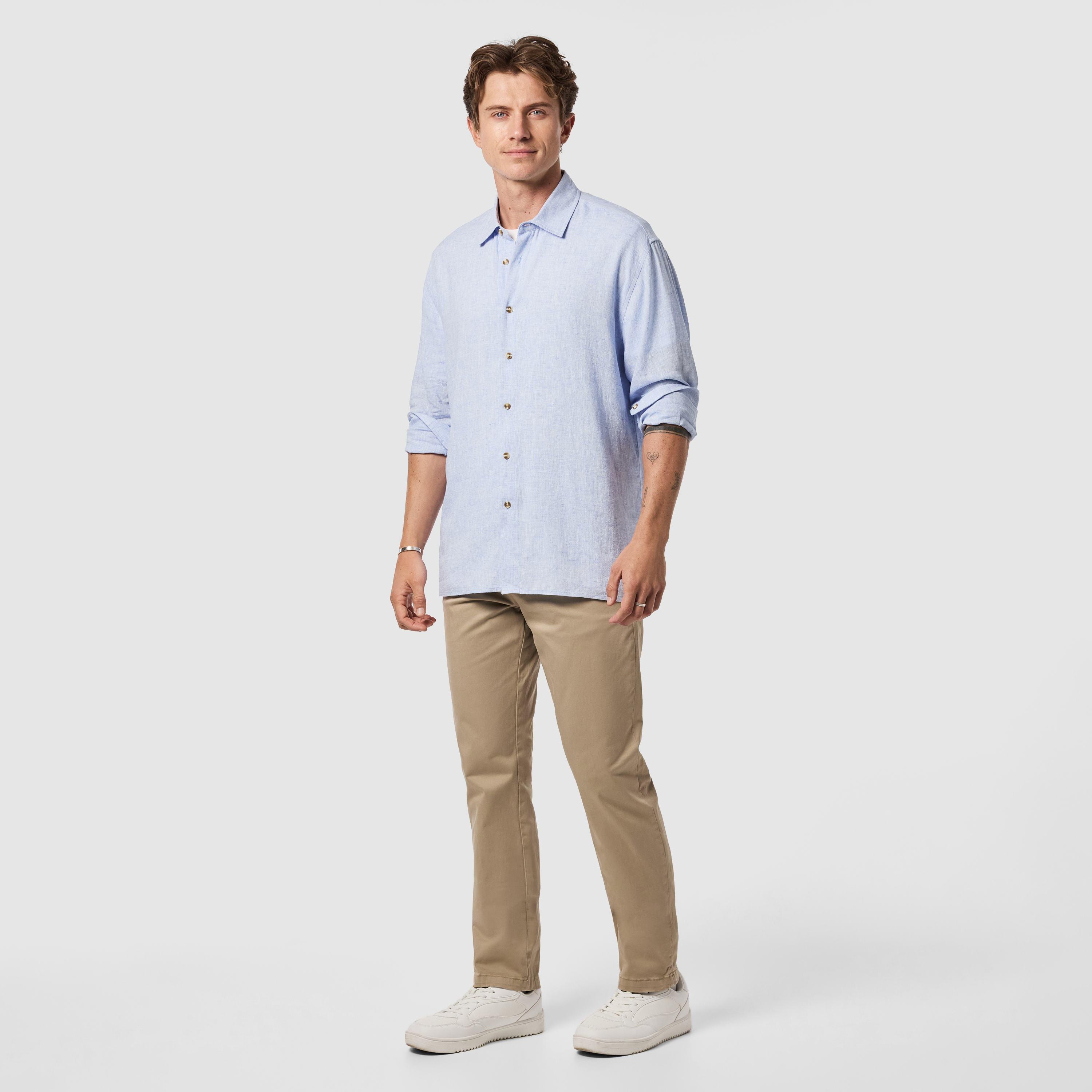 Light Blue Kieran Linen Blend Shirt