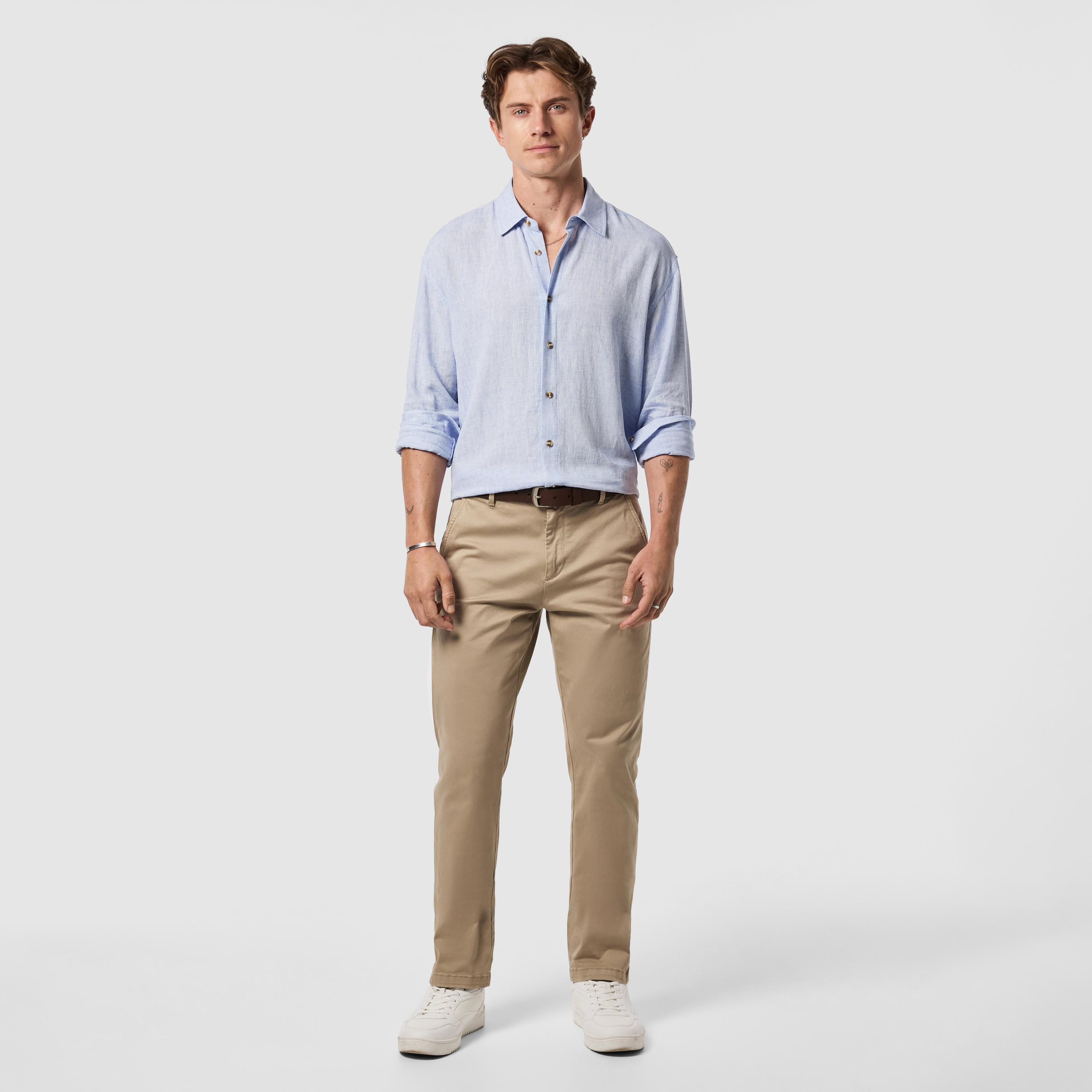 Light Blue Kieran Linen Blend Shirt