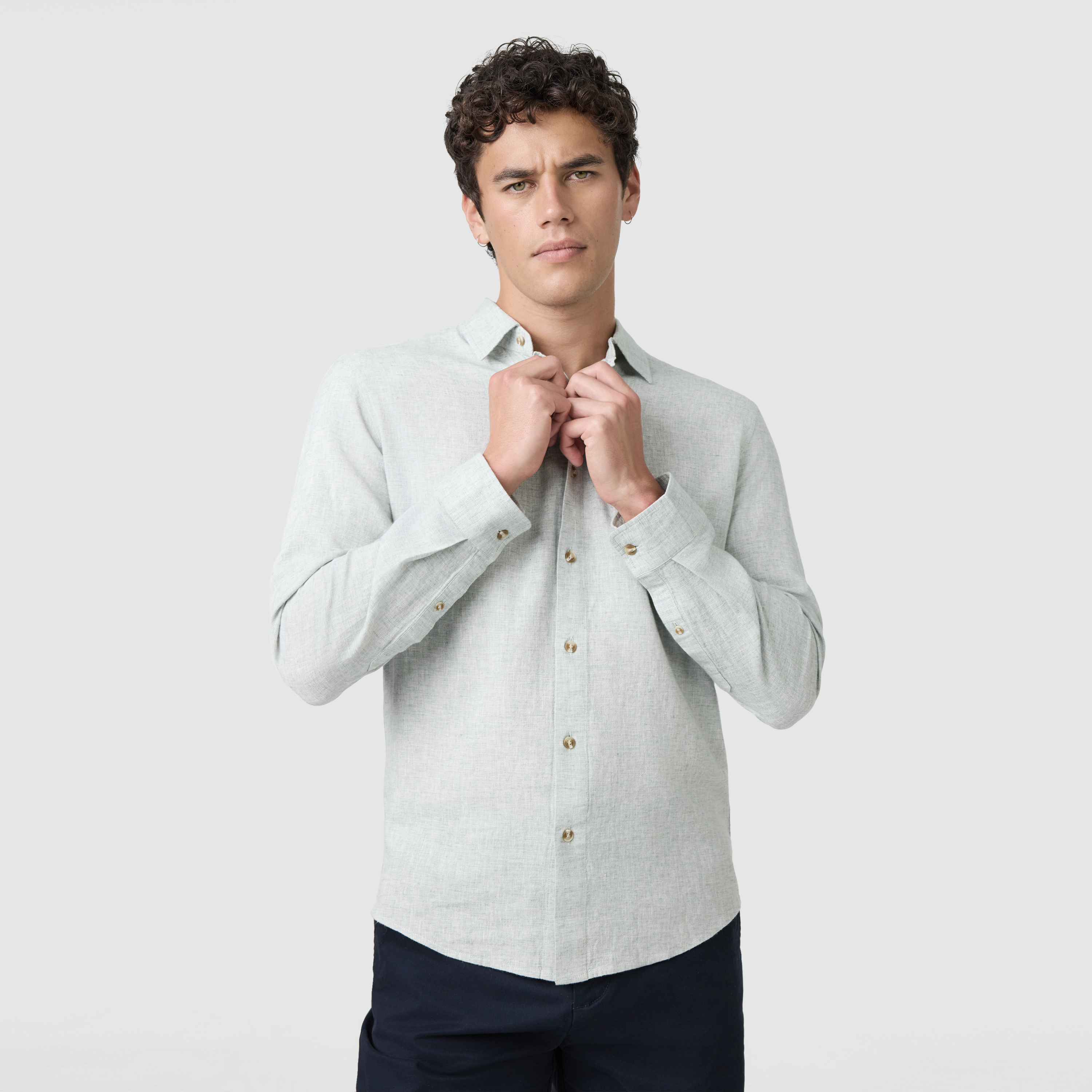 Light Green Kieran Linen Blend Shirt